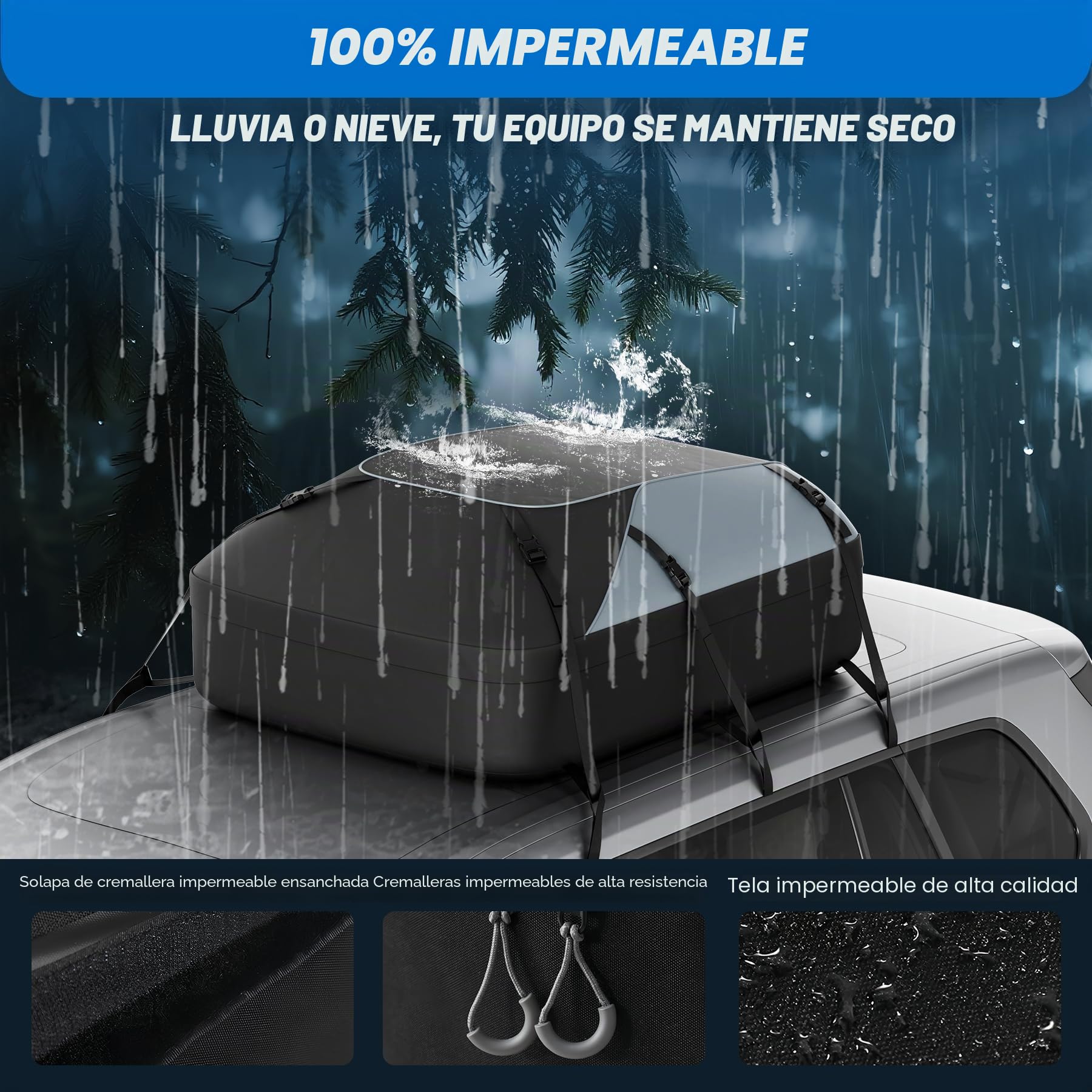 Huanyu Cofre de Techo Impermeable Tienda de Techo para Vehículos Tienda de Techo para Vehículos con o sin Portaequipajes Portacargas de Techo con Alfombrilla Antideslizante y 6 Ganchos de Puerta
