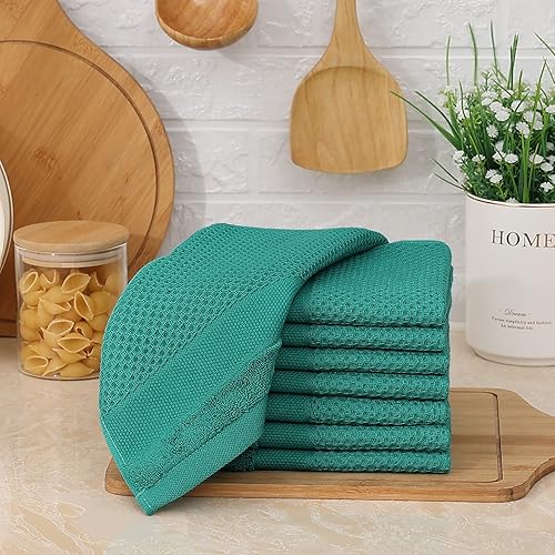 Miniatura 27 de Homaxy Toallas de cocina 100% algodón con tejido gofre, 13 x 28 pulgadas, súper absorbentes y lavables a máquina, para secar platos, paquete de 4