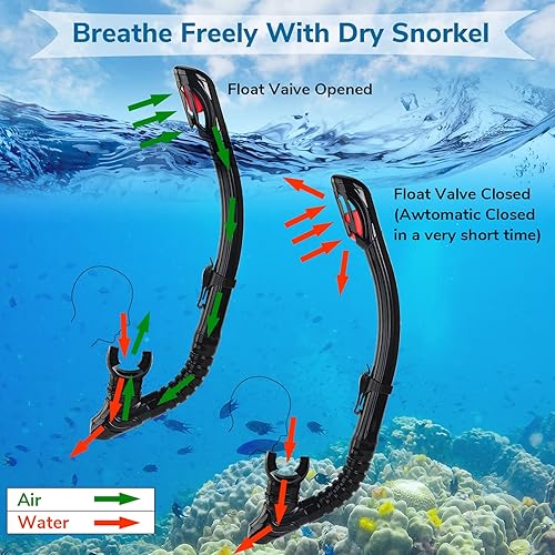 Miniatura 5 de Equipo de esnórquel miopía, juego de esnórquel seco de miopía para jóvenes adultos, máscara de buceo antivaho miopía y esnórquel de silicona con