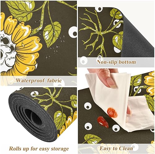 Miniatura 4 de Salvamanteles largos de calaveras de girasoles para ollas y sartenes calientes, alfombrilla protectora de calor para encimera y alfombrilla