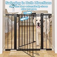 Vista 5 de OTTOLIVES Puerta de metal para bebé, puerta para mascotas de 27 a 40 pulgadas, extra ancha, montada a presión, para escaleras y puertas, puerta