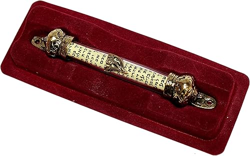 Miniatura 2 de Holy Land Market Corona Mezuzah con pergamino 5 pulgadas dorado