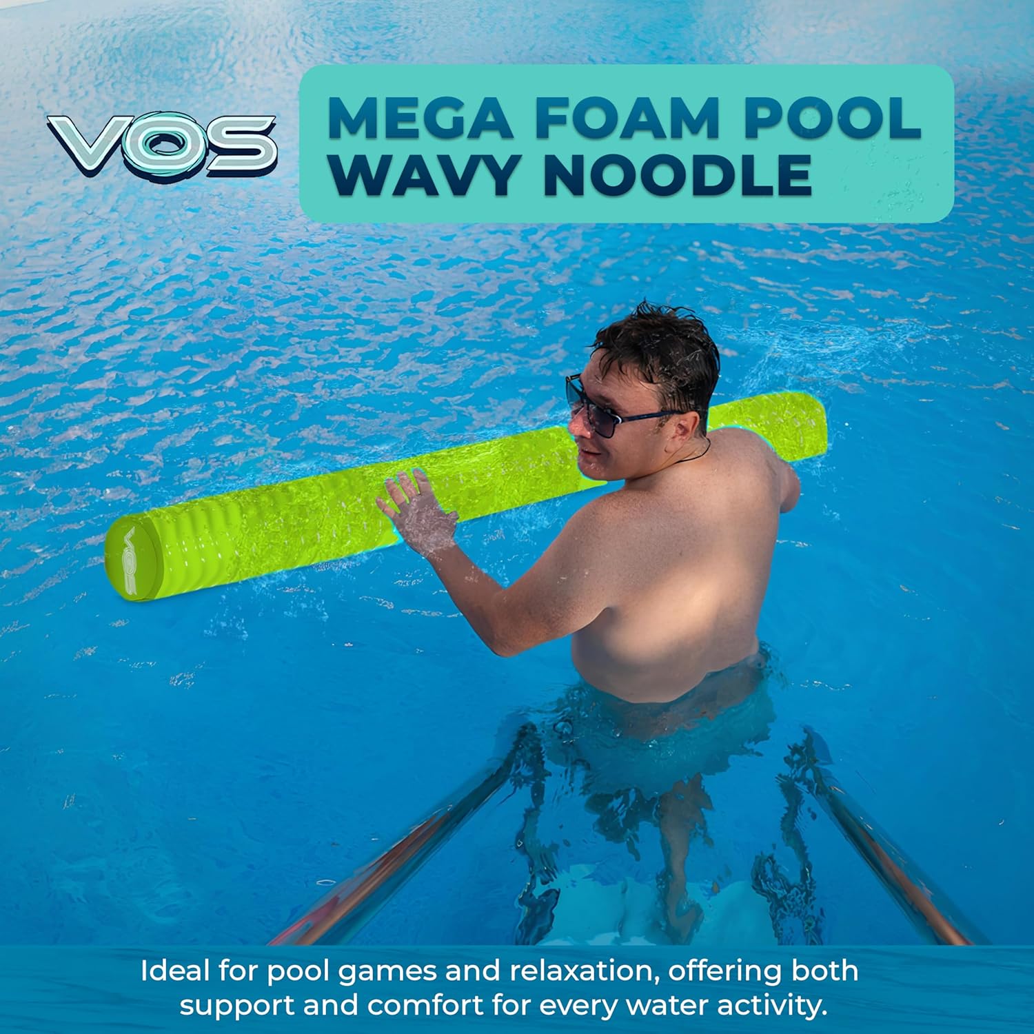 VOS Mega Foam Pool Wavy Noodle, Premium & Big, Super Soft Pool Noodle for Swimming and Floating, Pool Floats, Lake Floats - 1 Pack
