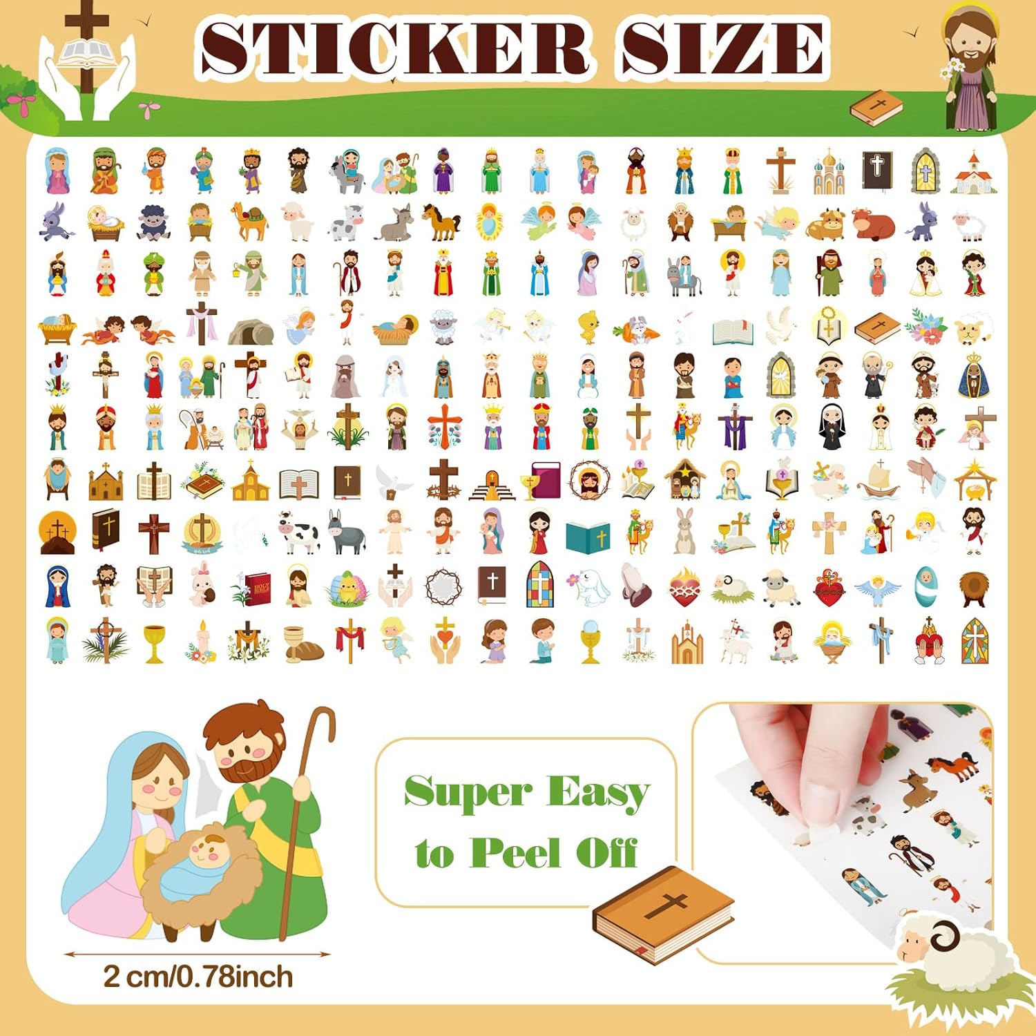 Sasylvia 320 Pcs Christian Slap Bracelets Bulk for Kids Party Favor, Religious Easter Egg Fillers, Bible Verse Toy Gifts, 120 Snap Bracelets, 200 Stickers for Classroom Exchange Sunday School Supplies - Image 5