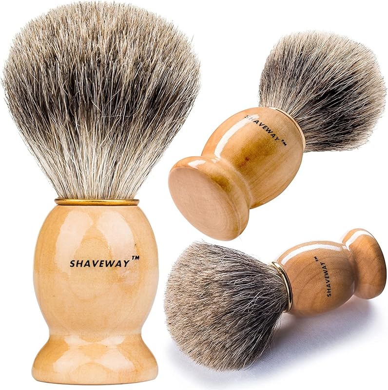 Pincel de barbear SHAVEWAY com cerdas de pelo de texugo