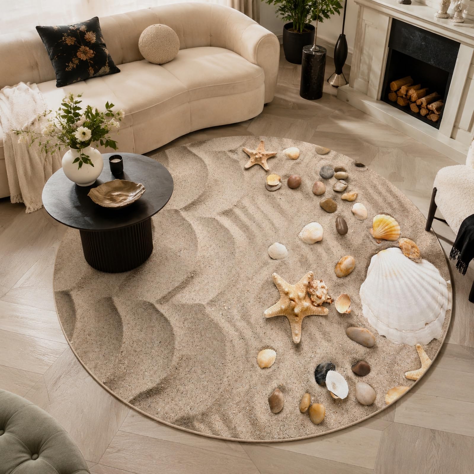 Tapis rond lavable antidérapant idéal pour la déco de votre balcon