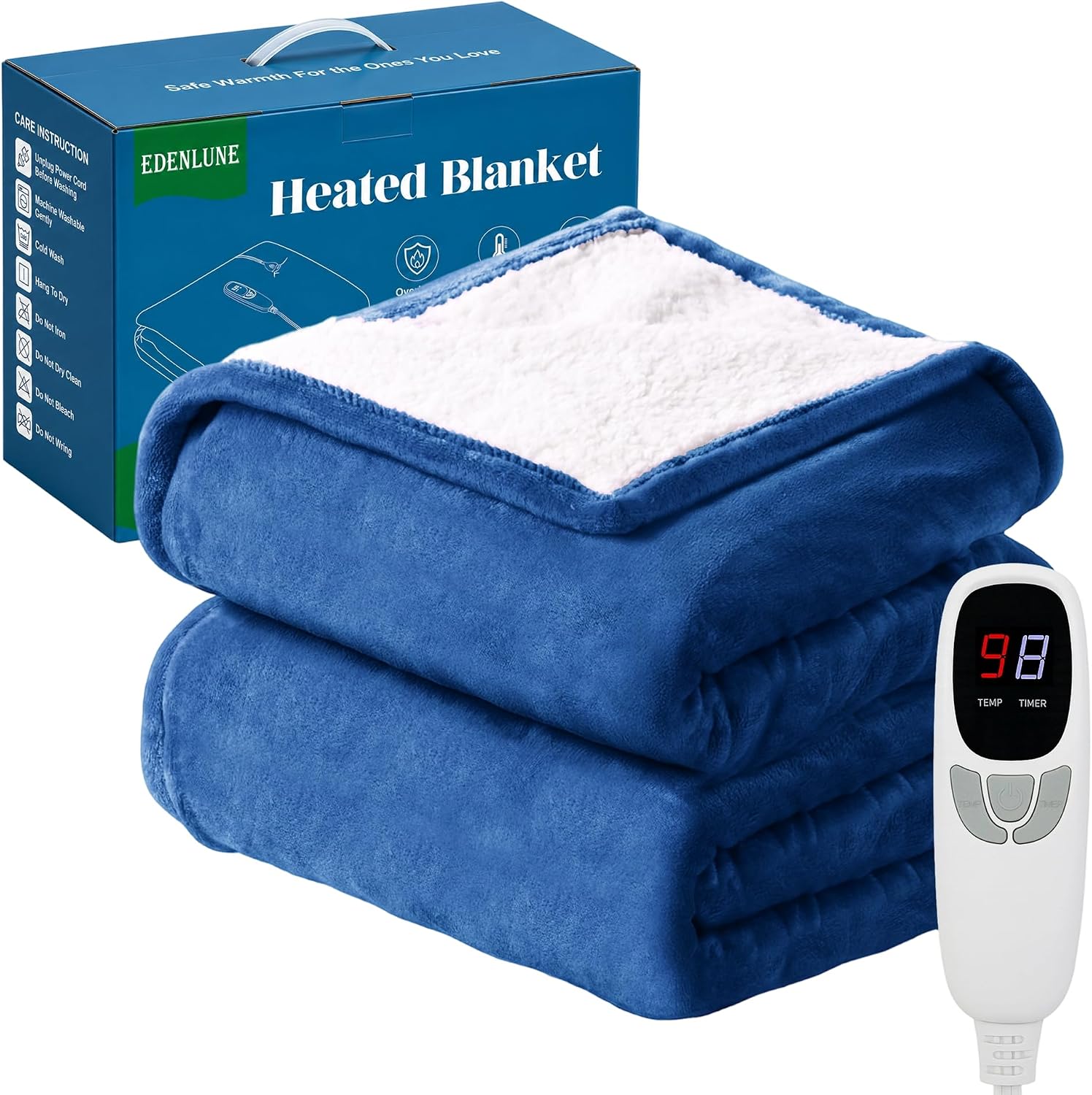 Heated Throw Blanket Electric Blanket 50''x60'' Heating Blanket with 9 Heating Levels 10 Timer Modes Auto-Off Fast Heating Overheat Protection ETL Certified Machine Washable Gift