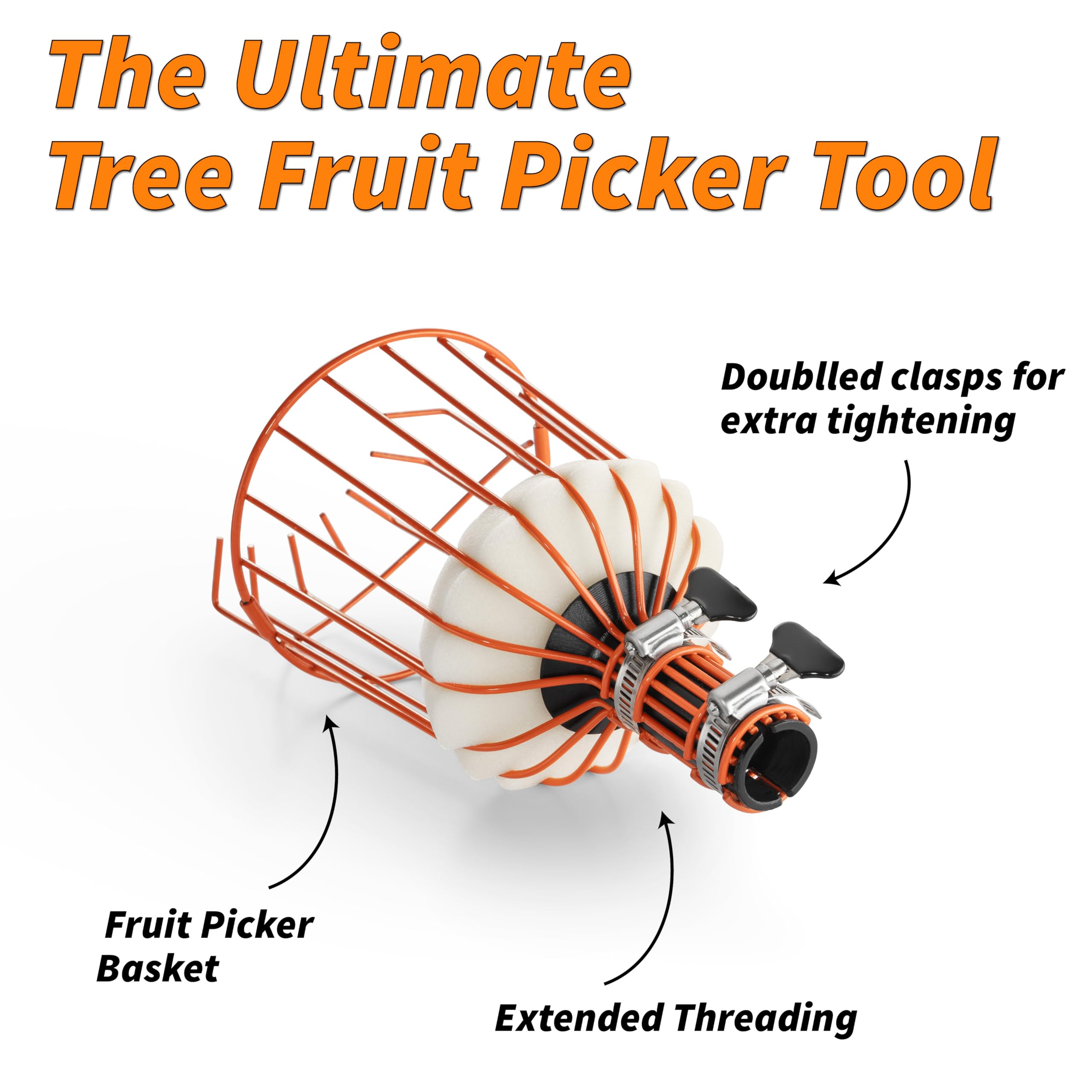 Extend-A-Reach Solo Cesta recolectora de Frutas // La Cesta recolectora de Manzana giratoria Solo se Adapta a Poste de extensión estándar Acme // Herramienta de Recogida de árboles frutales para