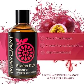 MAYJAM 100ML/3.38FL.OZ Passion Fruit Fragrance Oils with Glass Dropper, Essential Oils for Diffusers for Home, Long Lasting Scented Oils for Diffusers Soap Candle Making