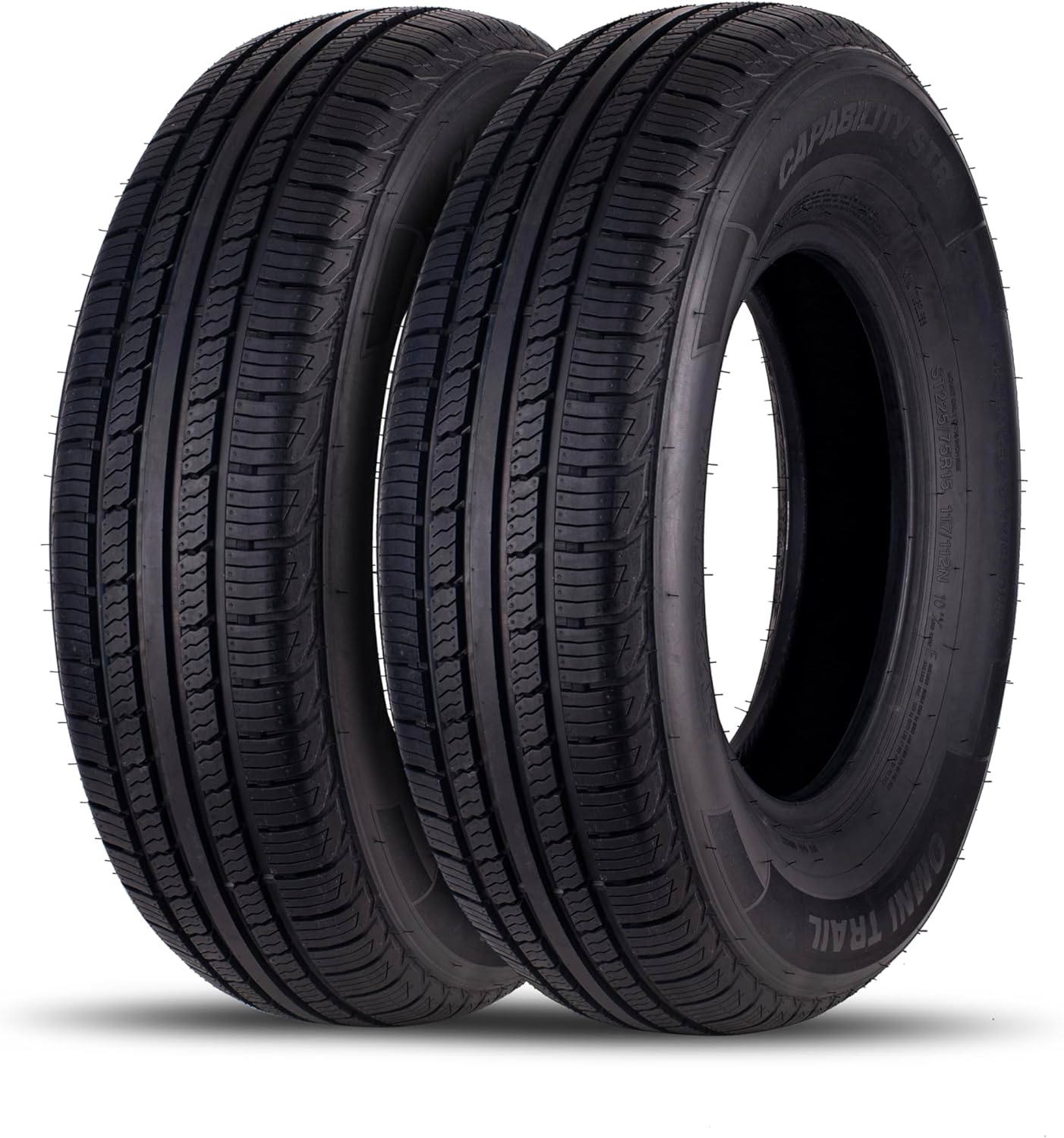 (SET of 2) OMNI TRAIL Capability STR ST225/90R16-12PLY Load Range F 127/123N ST225/90/16 - ST 225 90 16 Trailer Tire, 36 Warranty Free Road Side Assistance