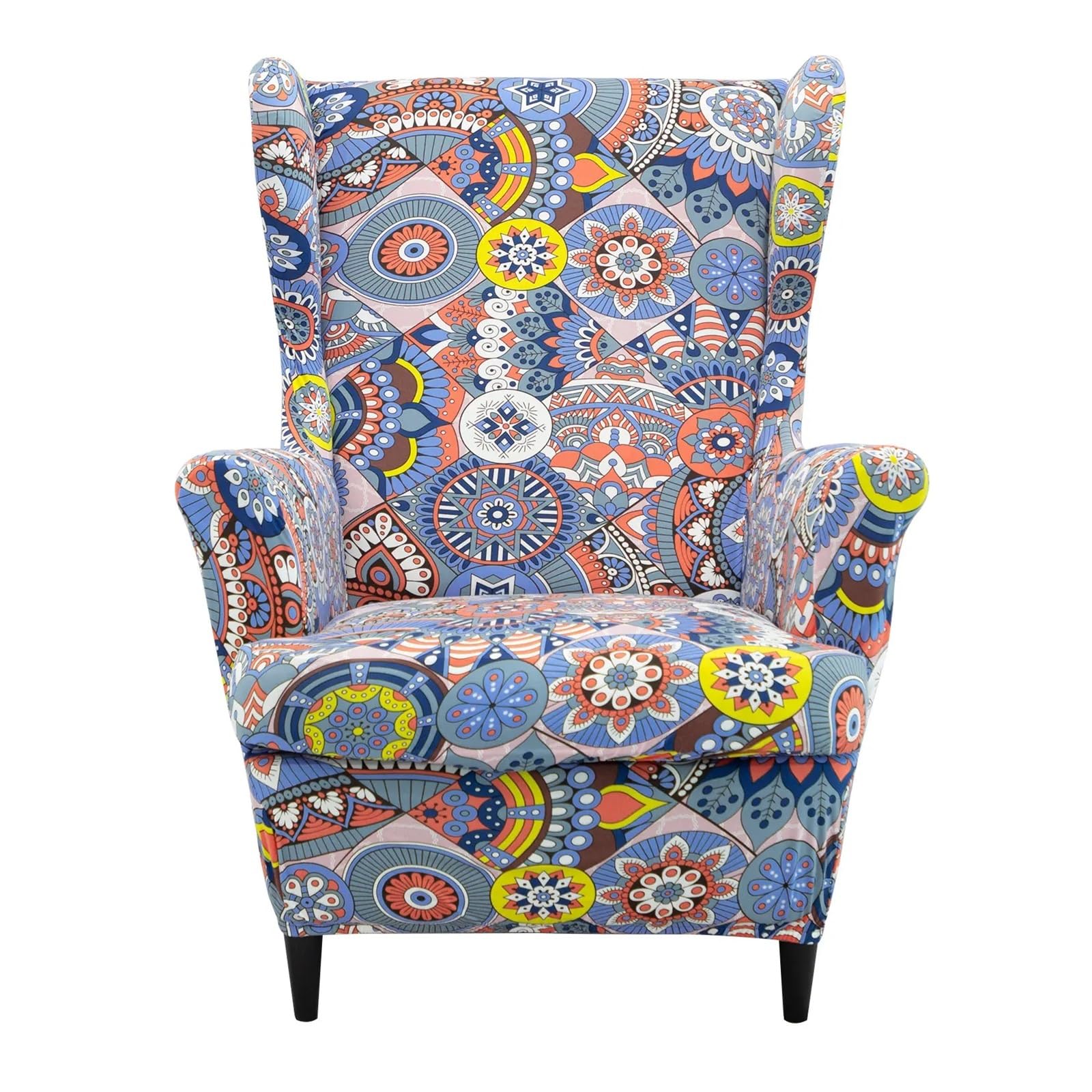 GCYEIDMA Wing Chair Slipcover Stretch Wingback Sofa Slipcover Floral Print Armchair Protector Couch Wing Chair Slipcovers Sloping Arm Back Covers(Color4)