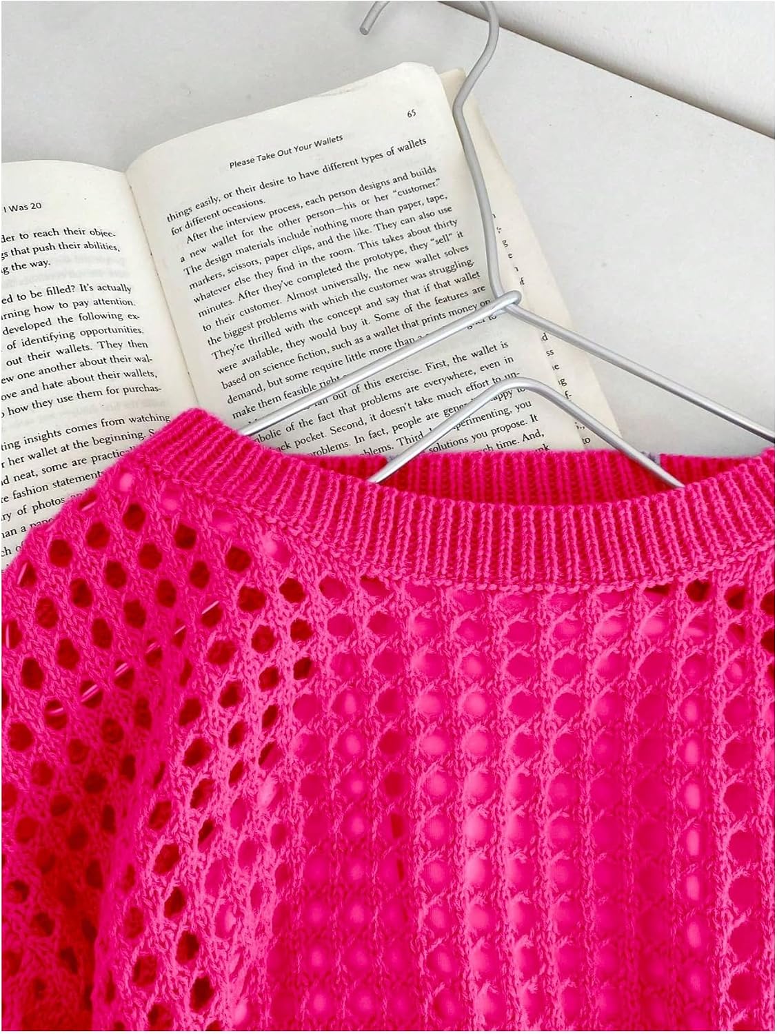 SweatyRocks Girl's Hollow Out Crochet Crop Sweater Long Sleeve Crewneck Knit Pullovers