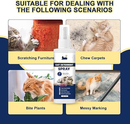 Cat Deterrent Spray, Cat Repellent Outdoor to Keep Cats Away, Cat Scratch Furniture protector Indoor & Outdoor, Effective Training Aid, Cat Deterrent Outdoor for Cats and Kittens (Blue, L)(Blue,L)
