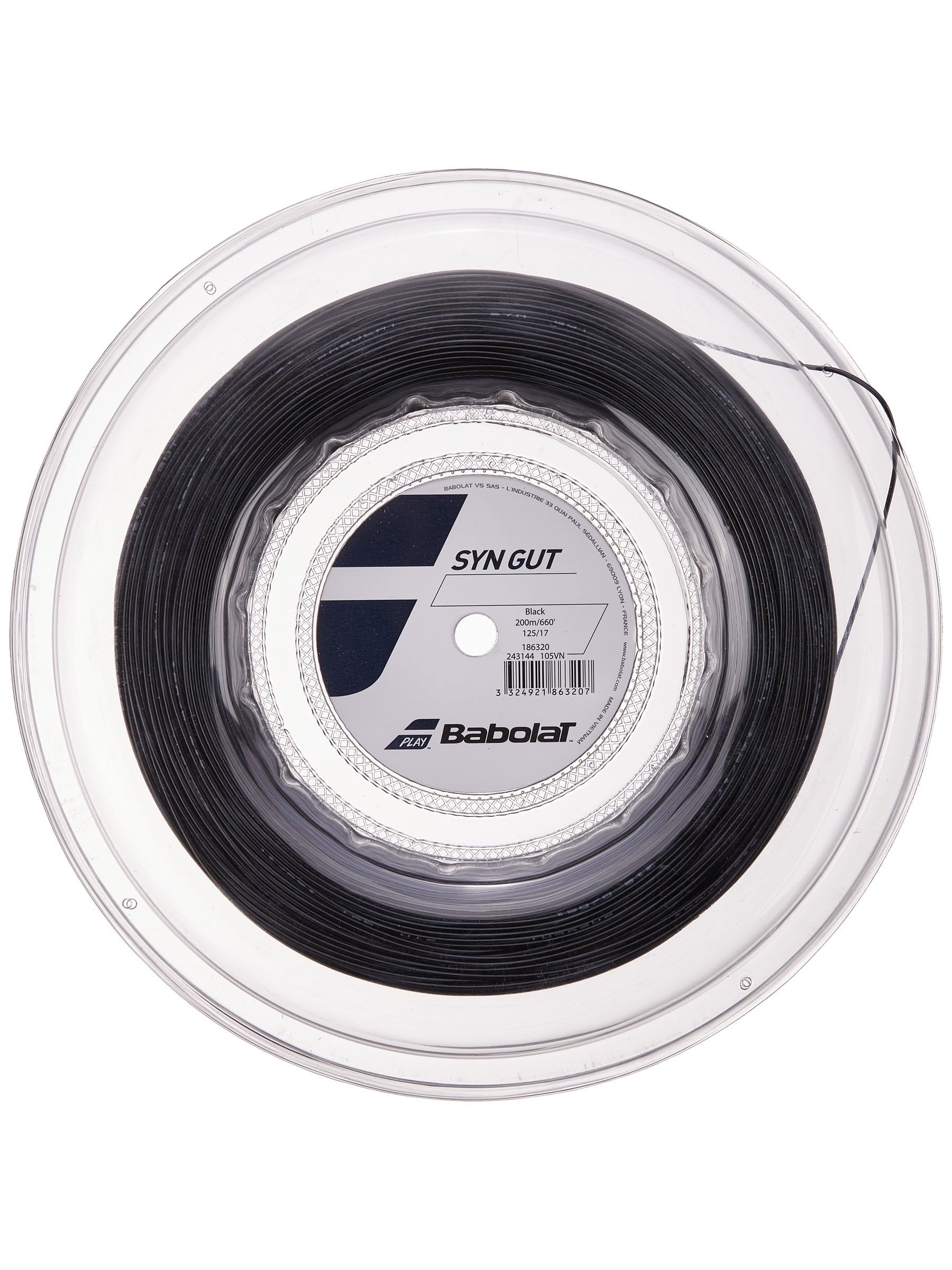 Synthetic Gut - SYN Gut - Tennis String - Black - 1.25mm/17G - 200m (660ft) Reel