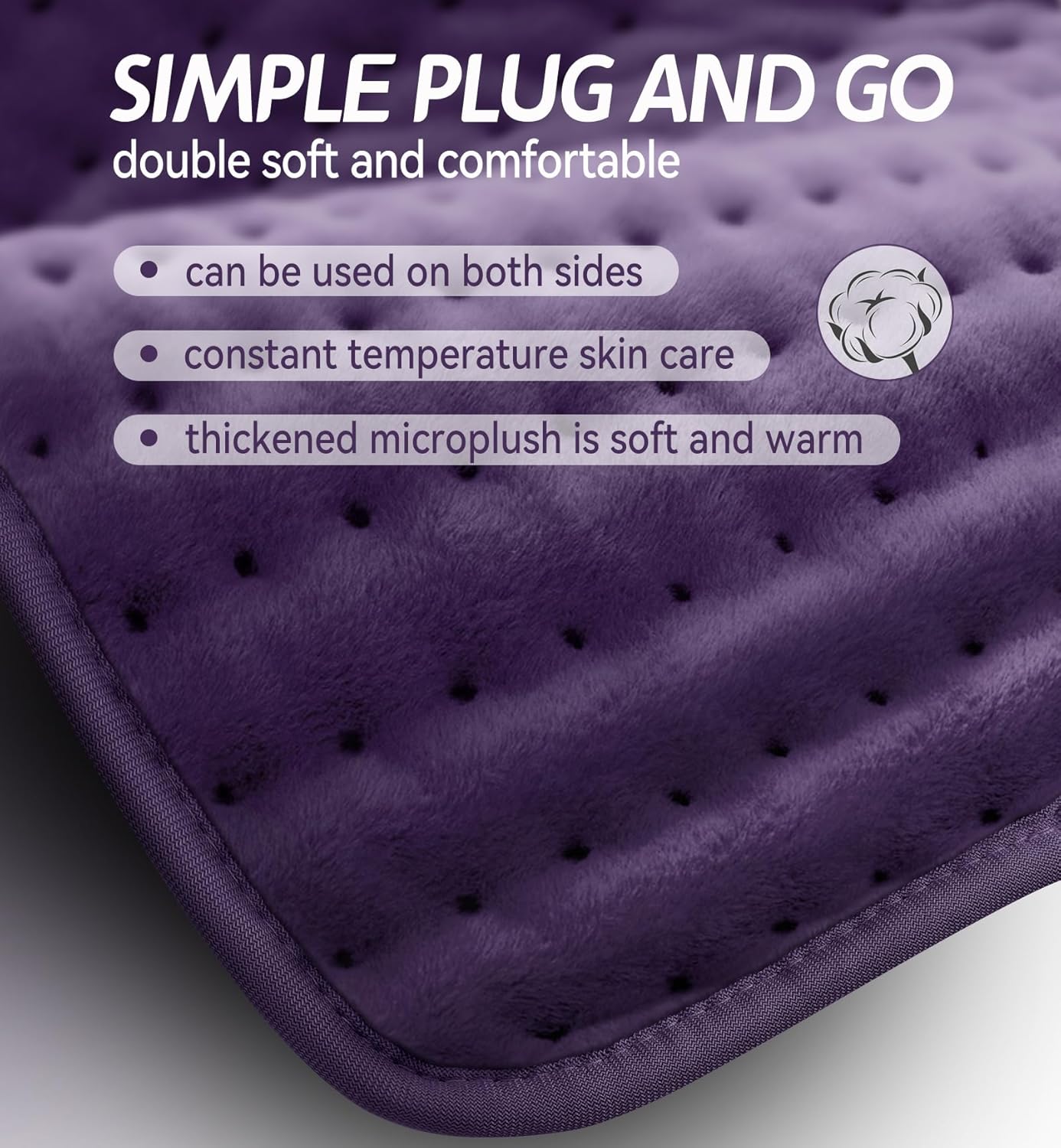 Electric Heating Pad for Back, Neck & Cramps Relief - Moist & Dry Heat Therapy - 6 Heat Settings, 4 Timer Options, Auto Shut-Off, Machine Washable, Ideal Christmas Gift for Men & Women,12"x24"