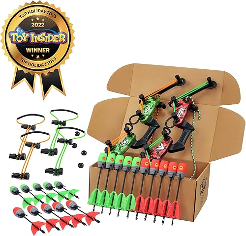 Miniatura 2 de Zing HyperStrike Dominator Bow Battle Pack  2 arcos dominador, 20 flechas de silbato zónico, 2 juegos de repuestos de bungee, 2 correas de hombro y