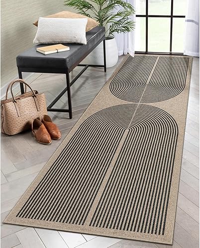 Lahome Alfombra moderna de pasillo de arco iris, 2 x 8 pulgadas, fácil de yute, alfombra de pasillo de cocina con respaldo de goma, alfombra de