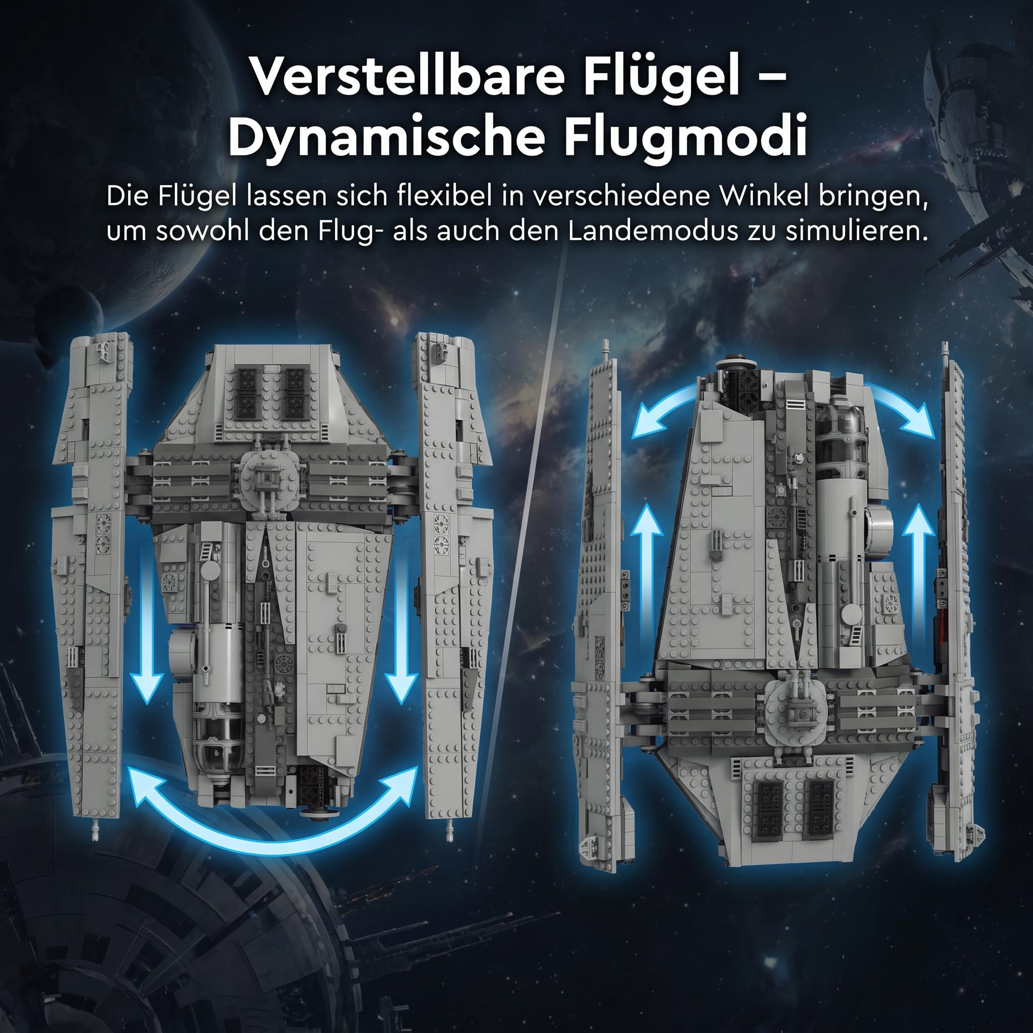 Space Wars Sternenfrachter Klemmbausteine 1730 Teile | Technik Raumschiff Bauset, Weltraum-Frachtschiff Modellbausatz, Sci-Fi Raumfrachter für Erwachsene