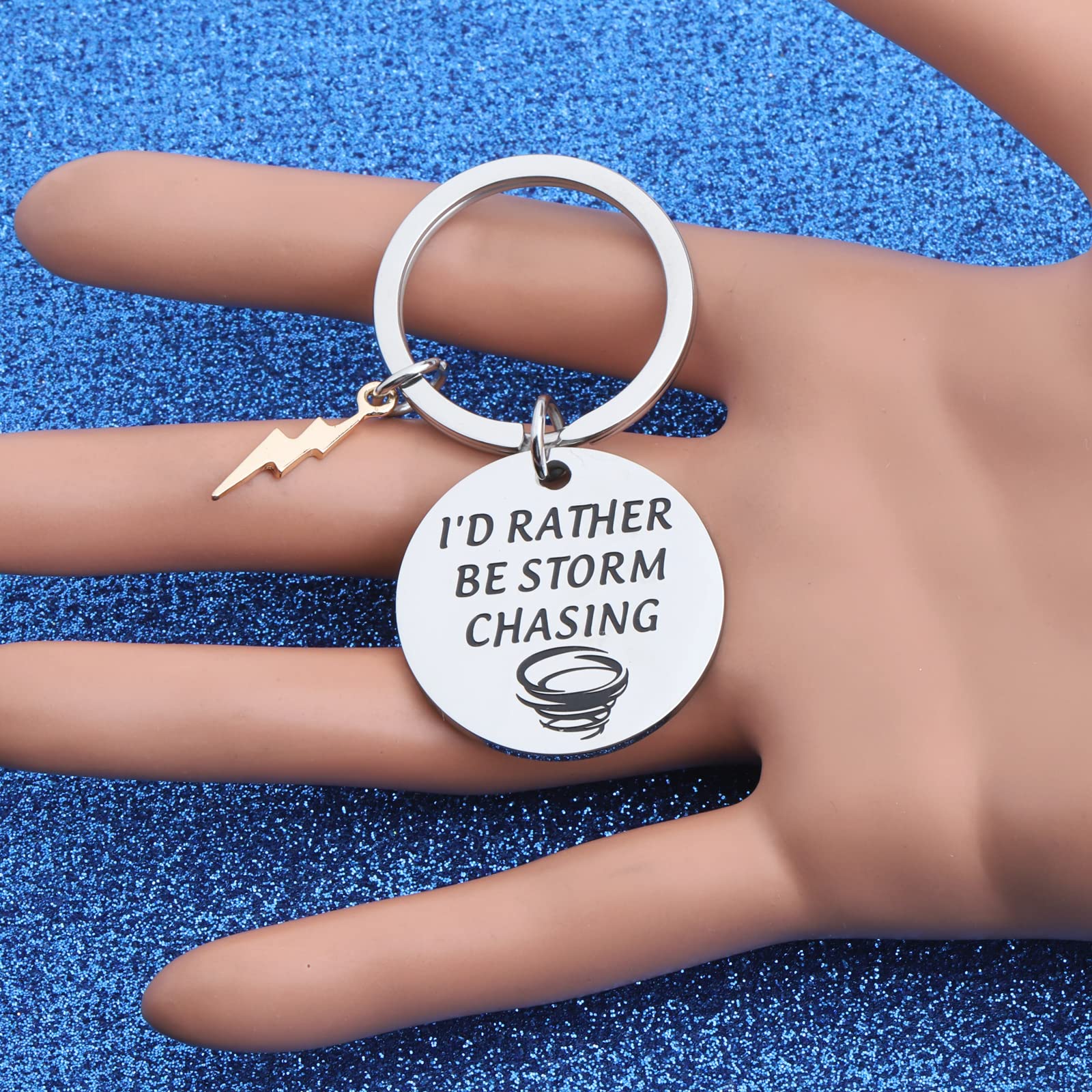 WUSUANED Funny Stormchaser Keychain I'd Rather Be Storm Chasing Jewelry Tornado Hunter Gifts For Meteorologist Forecaster