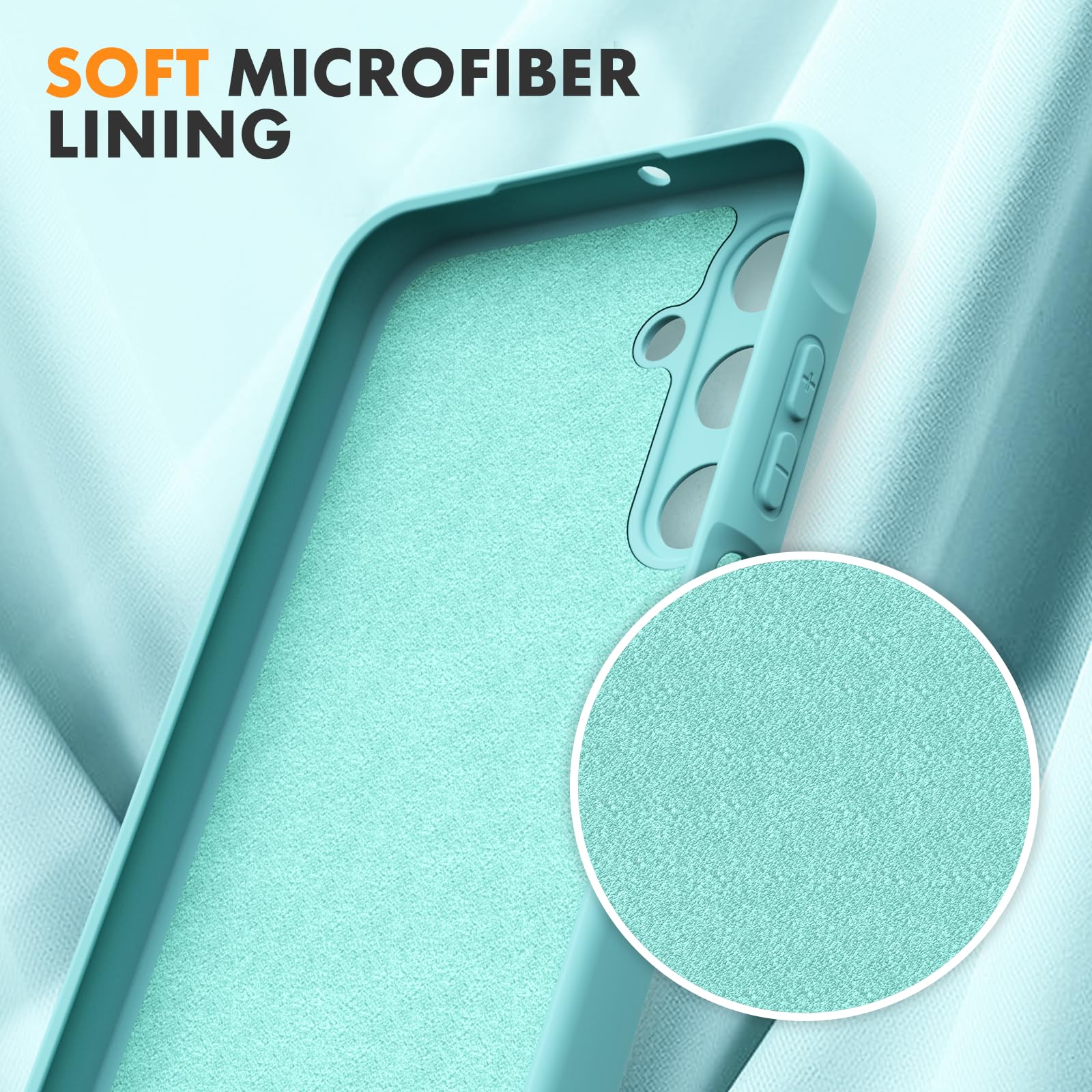 Vansdon Cover Compatibile con Samsung Galaxy A25 5G, 2 Pellicola Protettiva in Vetro Temperato, Gomma Gel di Silicone Liquida Antiurto Custodia - Azzurro