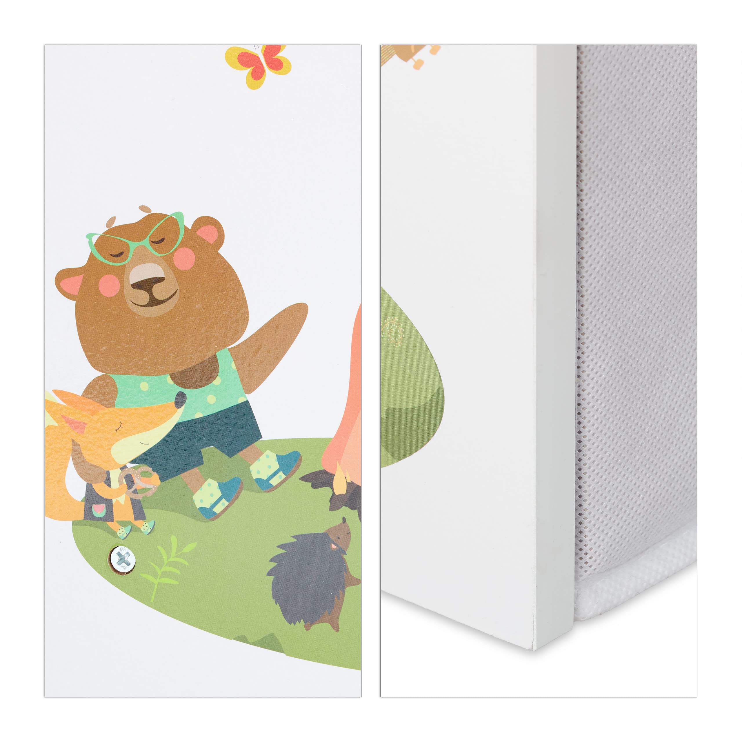 Relaxdays Scaffale Porta Giochi con 9 Scatole di Stoffa, Immagine di Un Falò, Organizer, 66 x 82,5 x 29,5 cm, Colorato