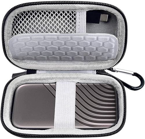 Funda compatible con disco duro externo portátil WD 1 TB, 2 TB, 500 GB, My Passport SSD, bolsa de almacenamiento también se adapta a cables USB