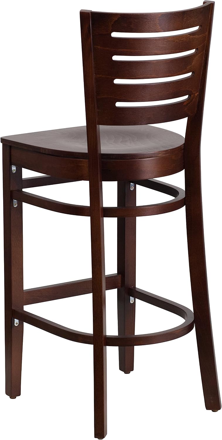 Flash Furniture Darby Series Slat Back Walnut Wood Restaurant Barstool