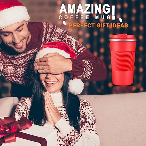 Miniatura 7 de Taza de café de viaje, 14 onzas, vaso de café aislado al vacío de doble pared con aislamiento a prueba de fugas, para agua caliente y fría, café y