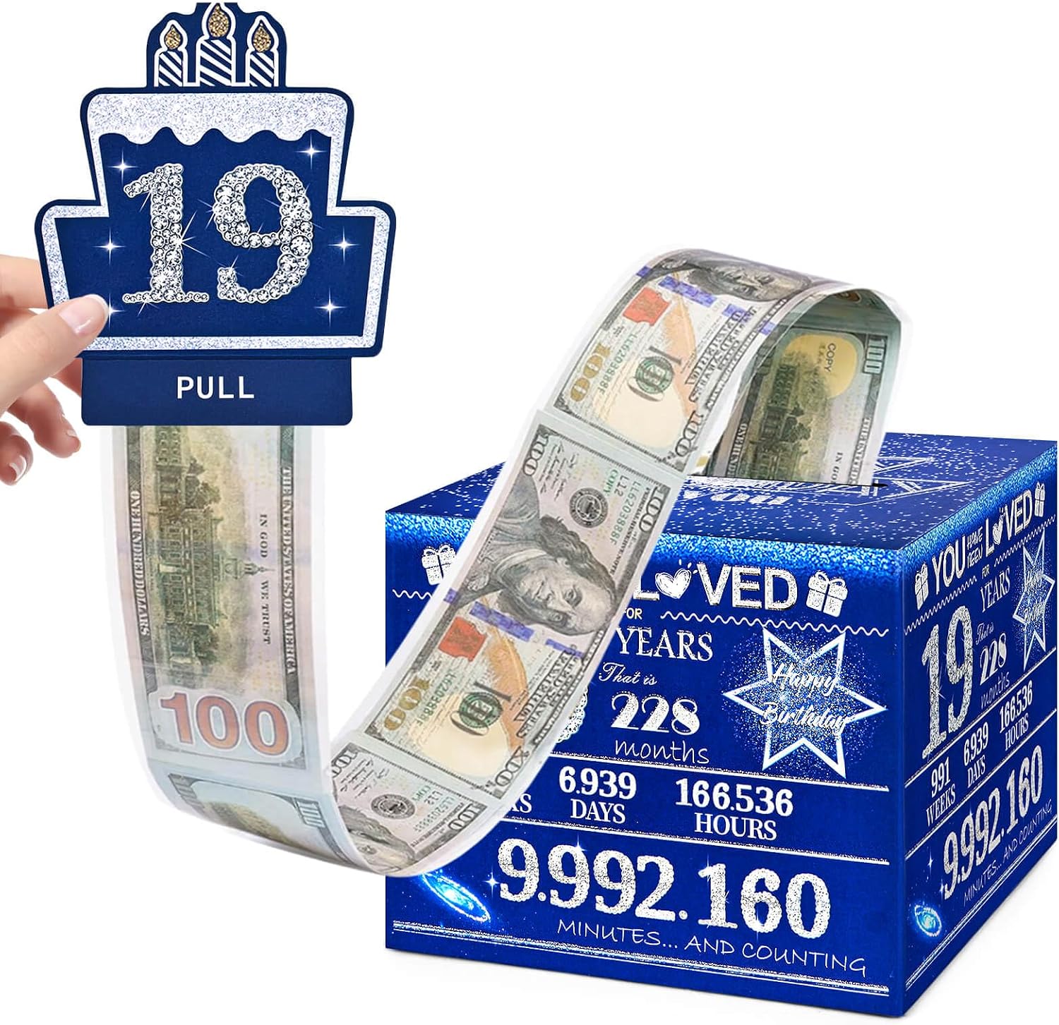 19 Happy Birthday Money Box Cash Gift, 19th Birthday Decorations for Male