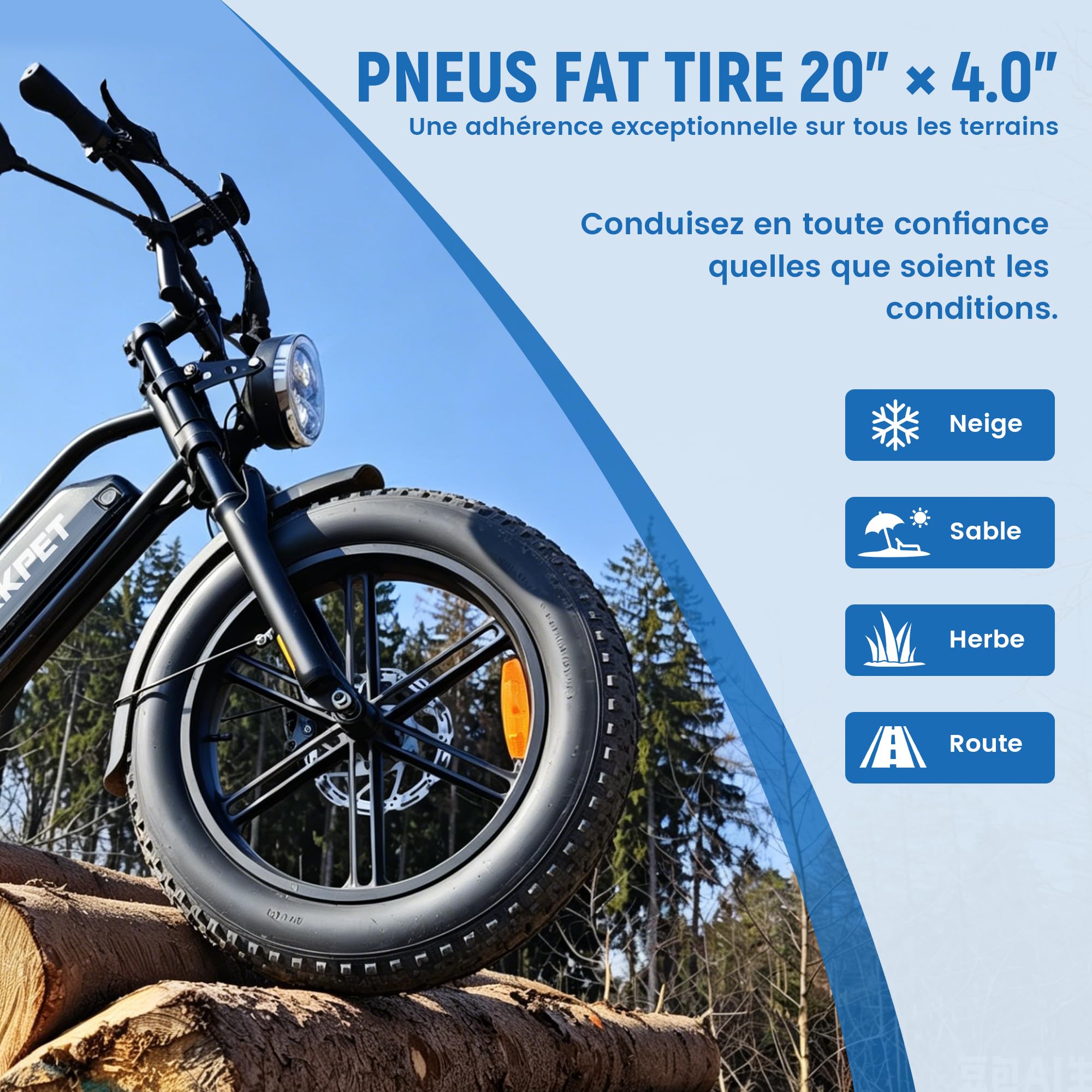 Mukkpet Racer Vélo électrique 48V 18Ah 864Wh pour Adultes, Jusqu’à 120 km d’autonomie, Fat Tire 20” x 4.0 Tout Terrain, Double Suspension, vélo électrique Adulte (Black)