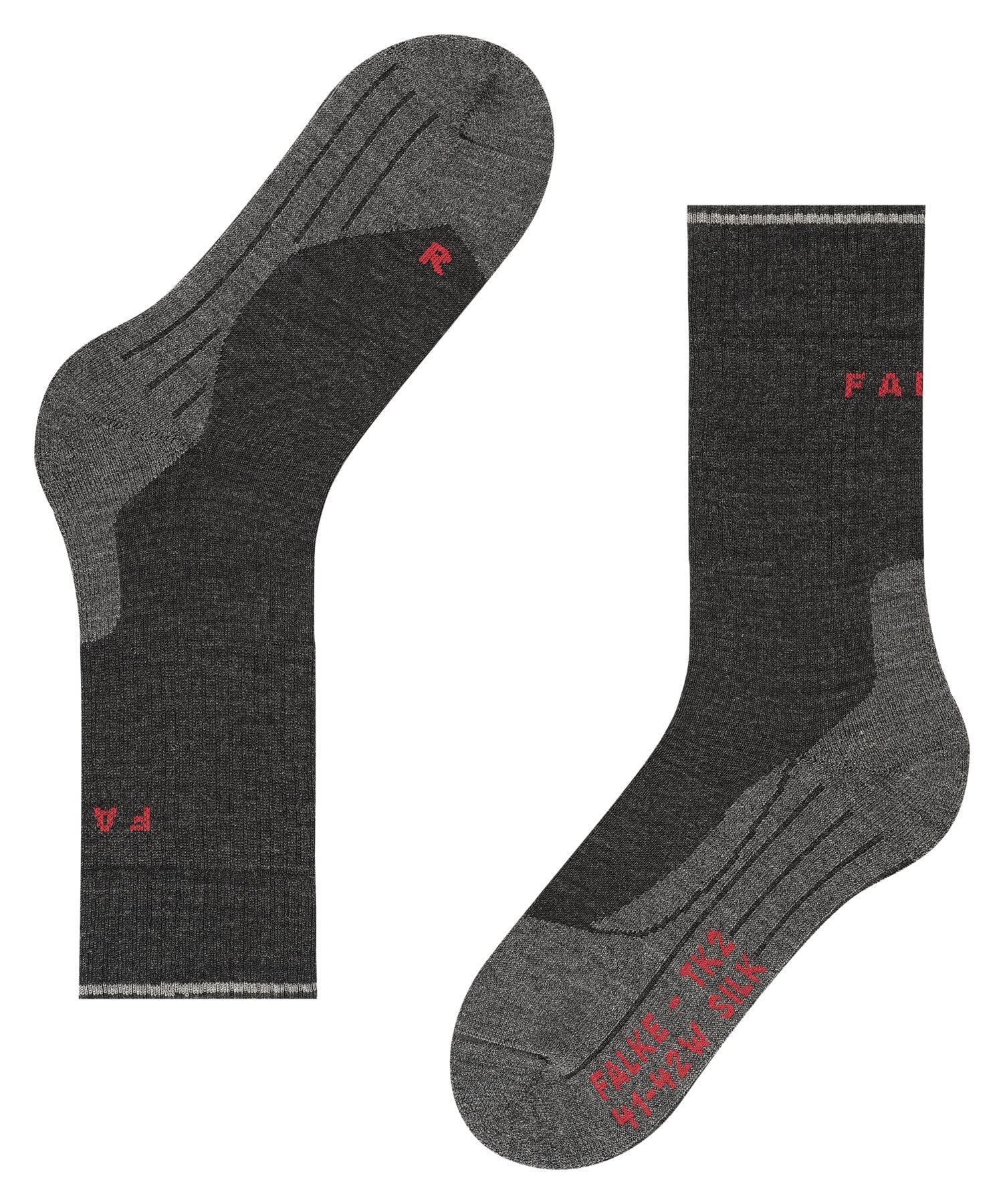 FALKE femme TK2 Wool Silk chaussettes de randonnée rembourrage moyen anti-ampoule chaudes douces mi-hautes respirantes régulation climatique anti-odeur laine fil fonctionnel 1 paire
