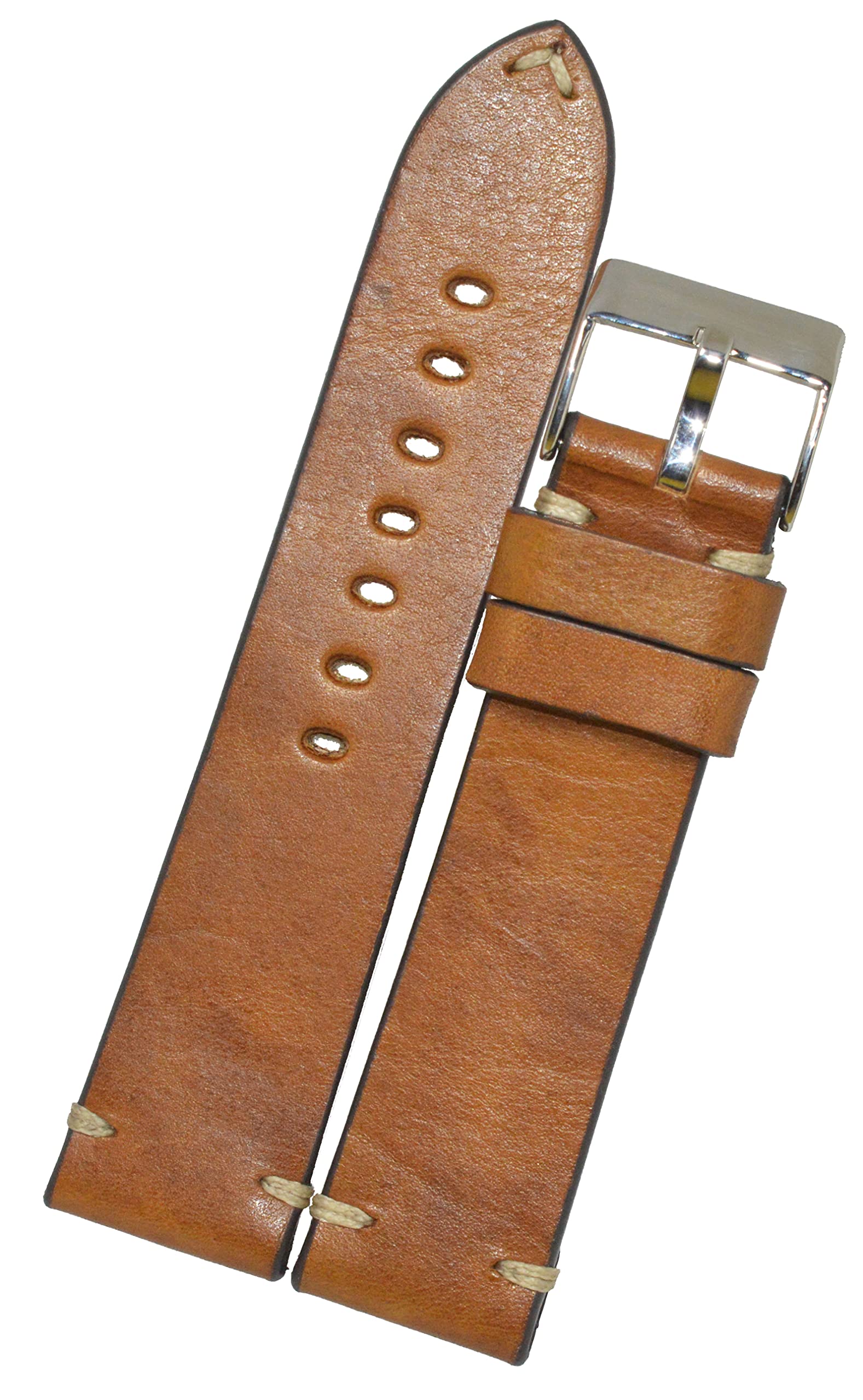SURU® 22mm Handmade Vintage Ogive Tip Leather Watch Strap/Watch Band for Men Women (Colour - Tan/Width Size -22mm) T61 (B0B2N53QPS) Amazon Price History, Amazon Price Tracker