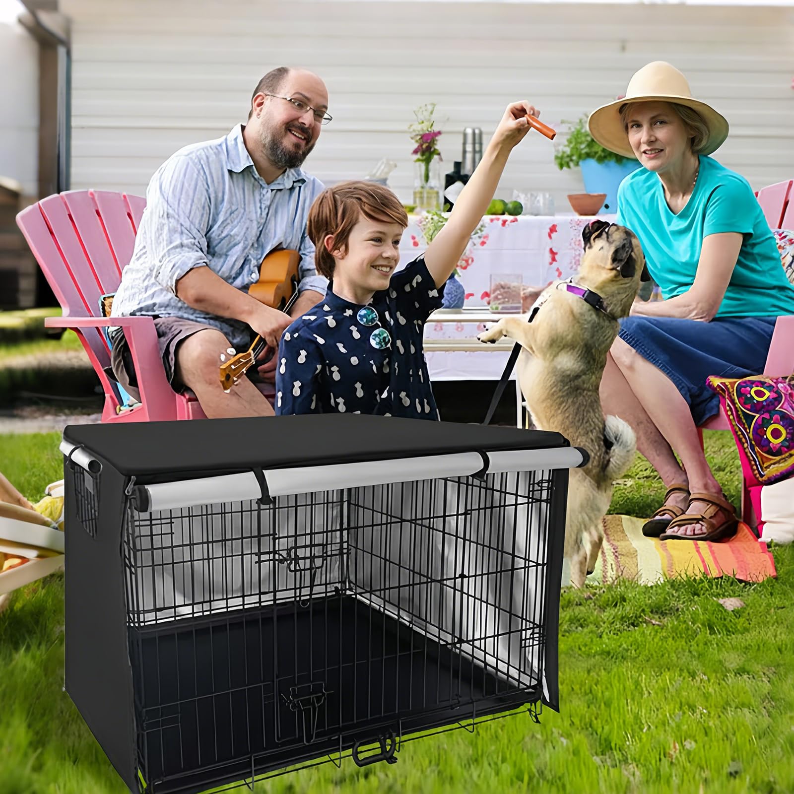 Funda resistente para jaula de perro de 36 pulgadas, impermeable y resistente al viento, cubierta cálida para jaula de perro Oxford con ventana de ventilación, fundas para jaula de mascotas