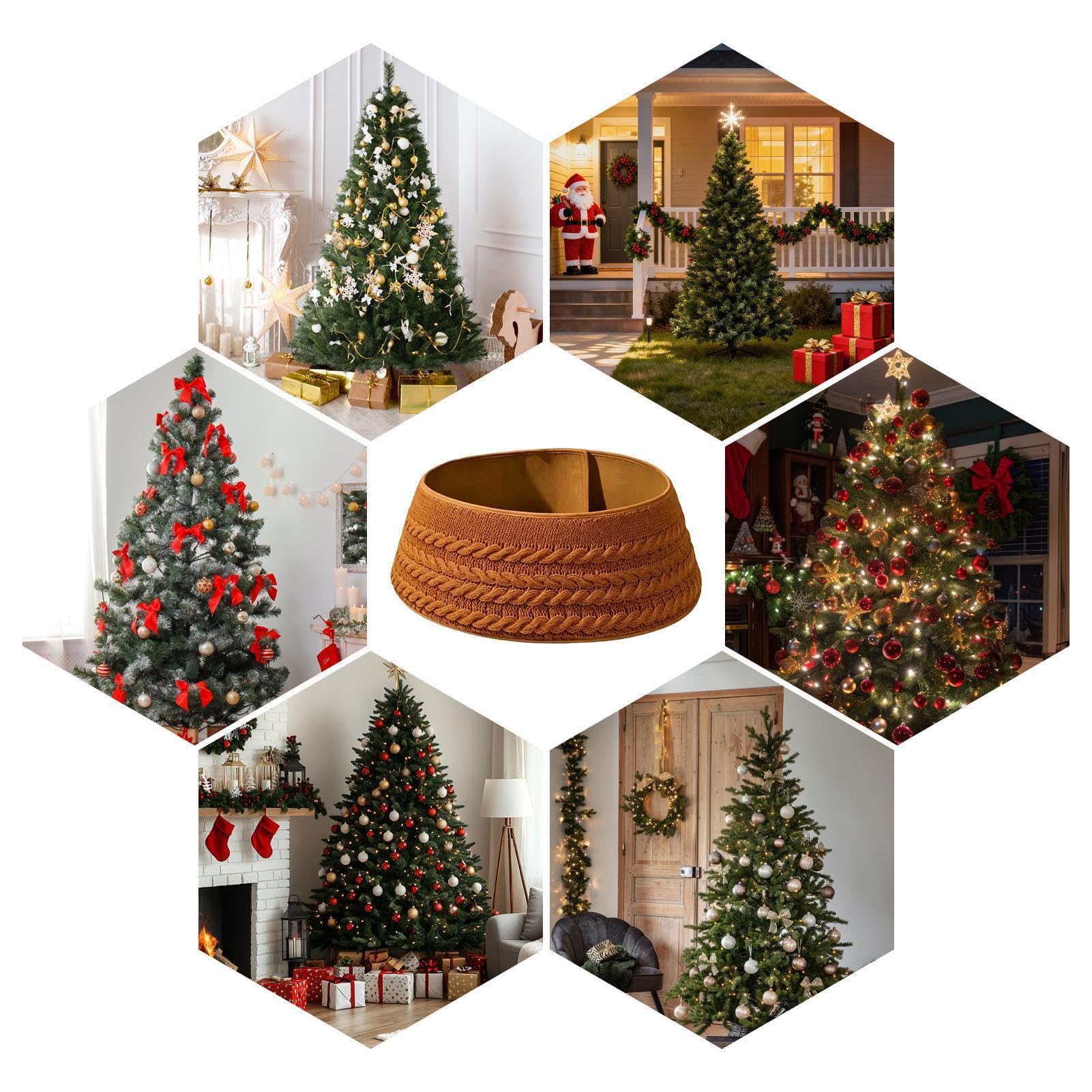 Copribase per Albero di Natale Drappo Rotondo in Maglia da Decorazione