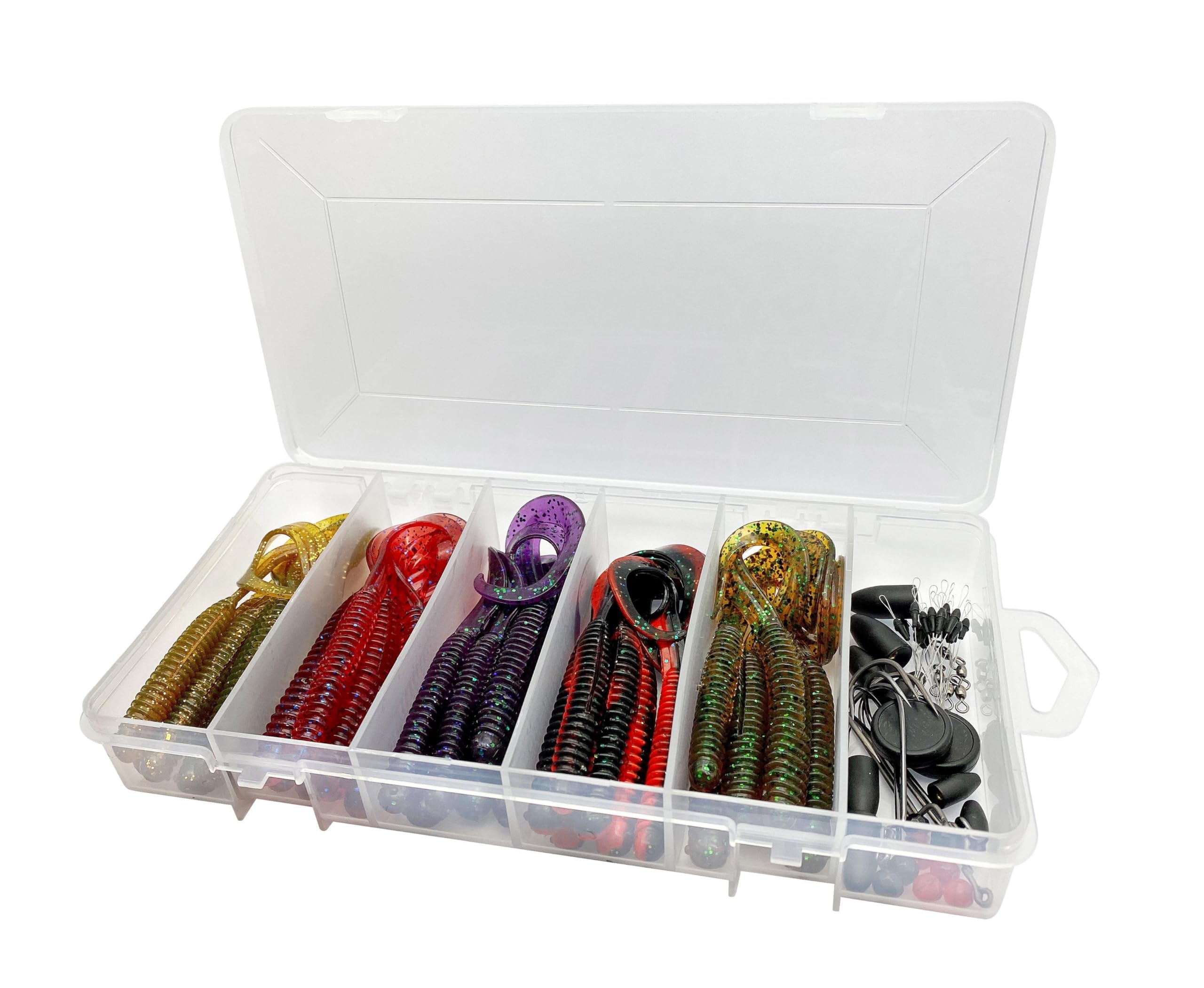 Savage Gear Rib Worm Kit - Gusanos acanalados realistas para Bass, Perca y Zander - Ideal para Carolina y Texas Rigging - Incluye pesos, anzuelos y cuentas para la pesca de agua dulce y salada Variado