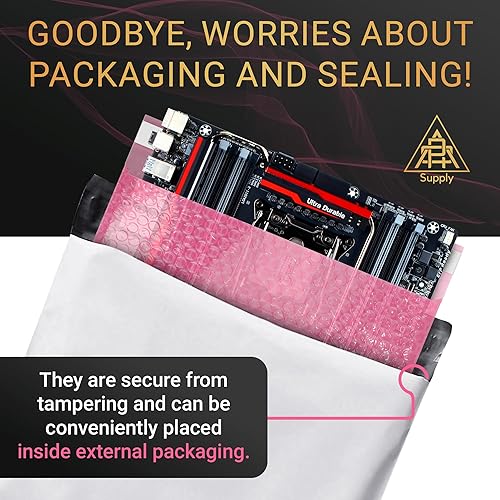 Miniatura 6 de APQ - Bolsas de burbujas antiestáticas de 15 x 17.5 pulgadas, paquete de 10 bolsas de burbujas rosadas autosellantes. Bolsas de burbujas