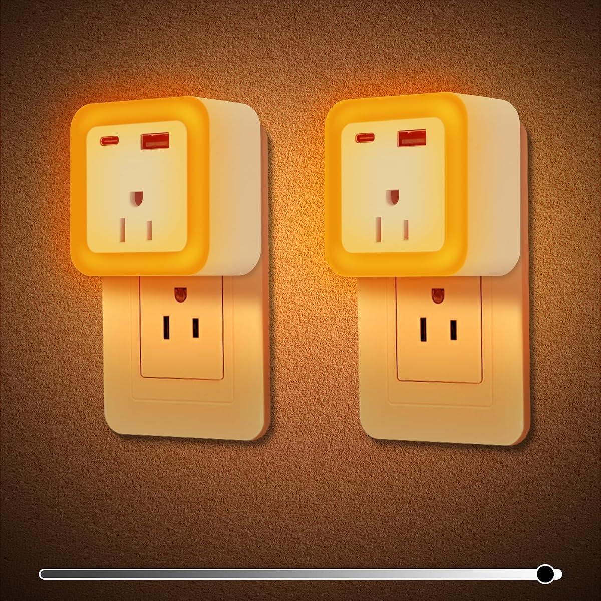 JackonLux Night Lights Plug Into Wall 2 Pack Rechargeable Battery Backup Light