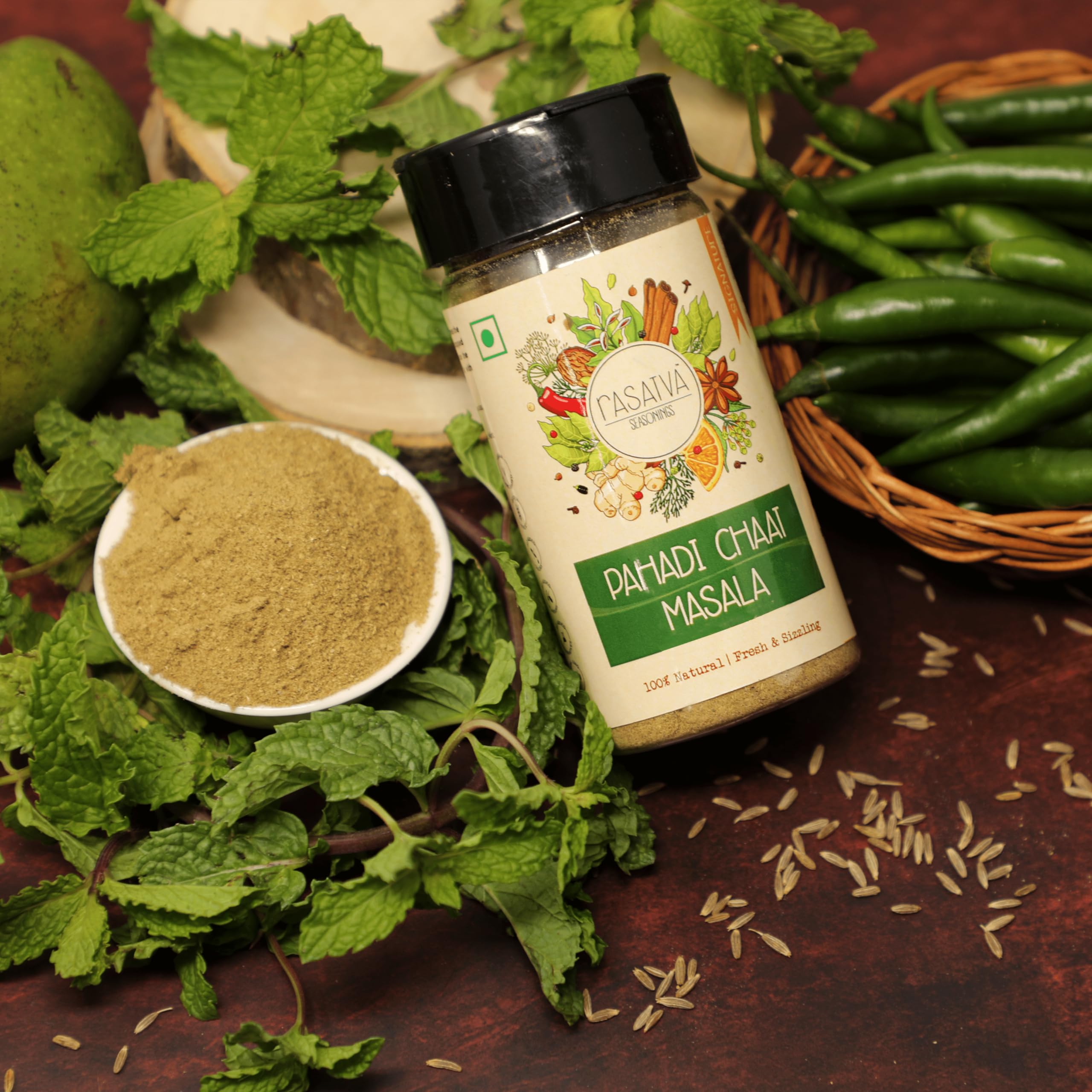 Rasatva Pahadi Chaat Masala | Fresh & Sizzling | 100% Natural | No Additives | No Preservatives | 60 grams (Pack of 1) - Image 2 thumbnail
