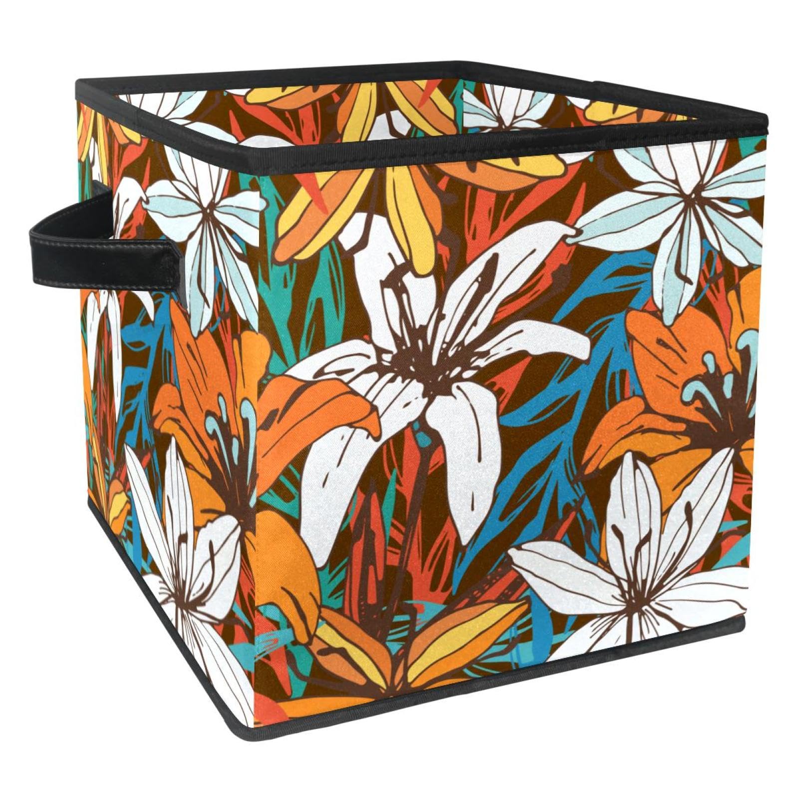 Boîte de rangement en tissu fleur de lys pour harmoniser votre chambre et placard