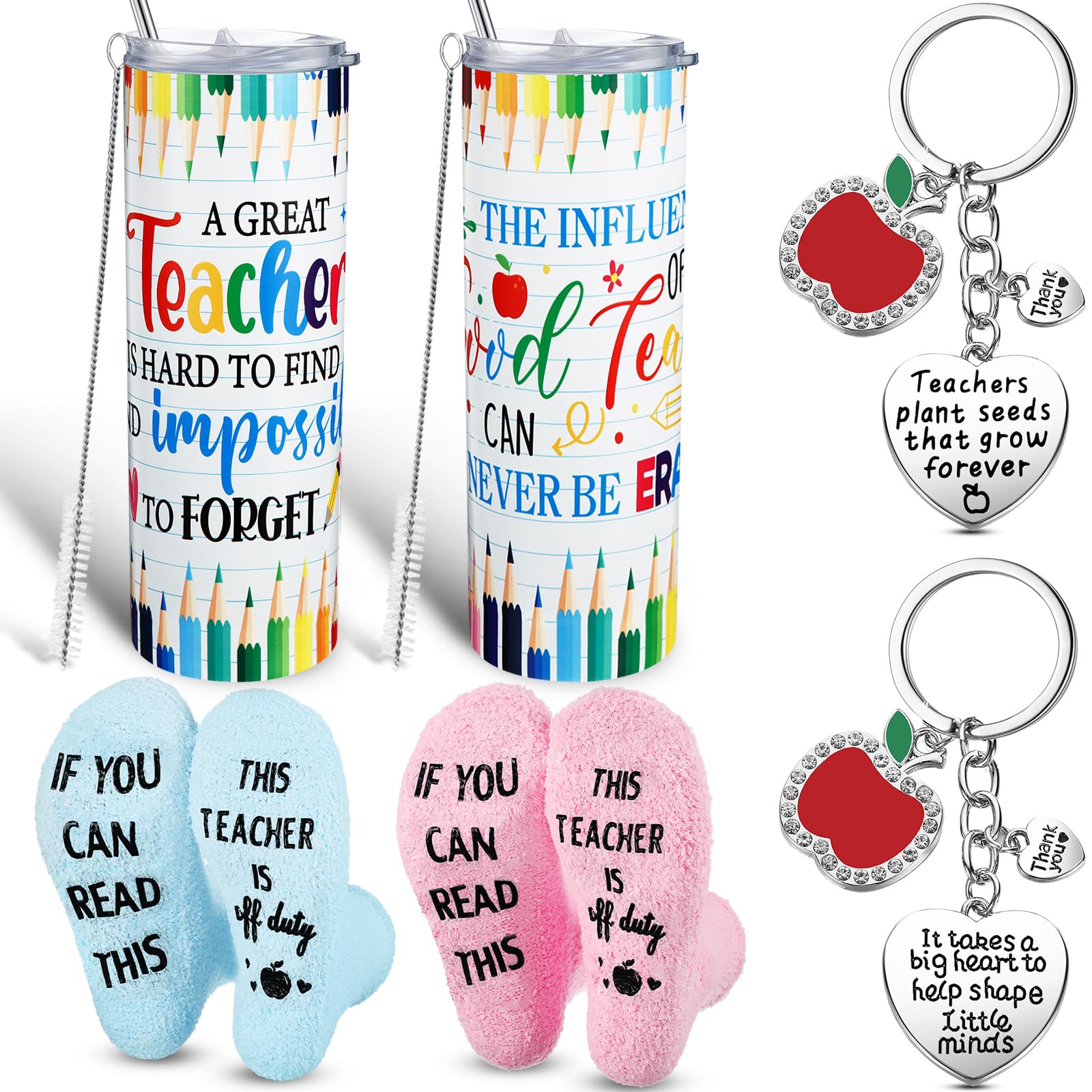 Cadeaux de remerciement enseignant lot de 6 avec gobelet 591 ml et porte-clés diplôme
