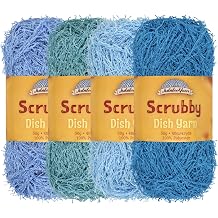 JubileeYarn Scrubby Dish Yarn - 50g/Skein Dishcloth Polyester - Shades of Blue - 4 Skeins