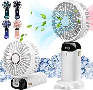 HOMEEX Handheld Fan Portable Fan USB Rechargeable, Hand held fans with 4 Speeds,Battery Operated Mini Fan Foldable Desk Fans for Home Office Summer Outdoor and Small Pocket Fan (Snow Peak White)