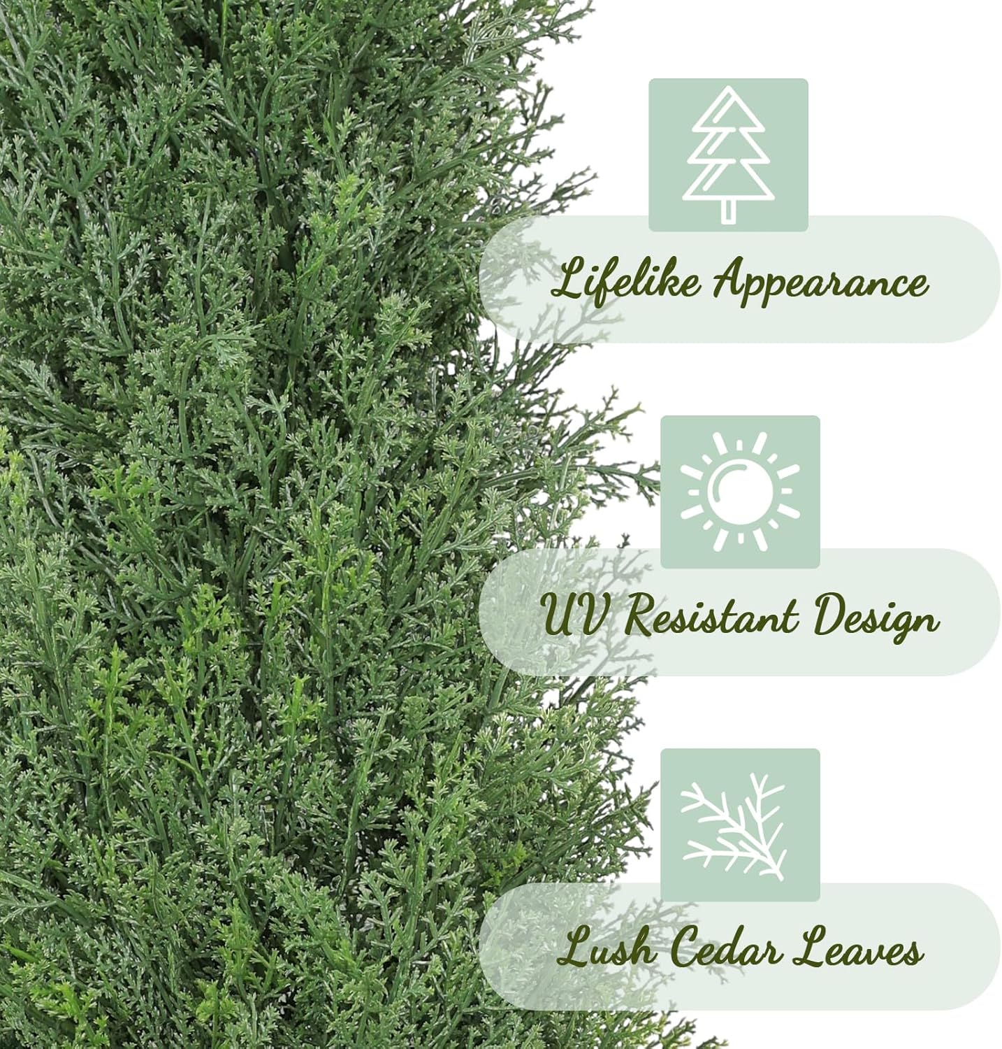 Artificial Cedar Topiary Trees, 5 FT Outdoor Faux Cedar Tree Evergreen Plant, 60 inch UV Rated and Fake Potted Cypress Tree Shrubs for Gateway Front Door Porch Balcony Yard Decor, Set of 2