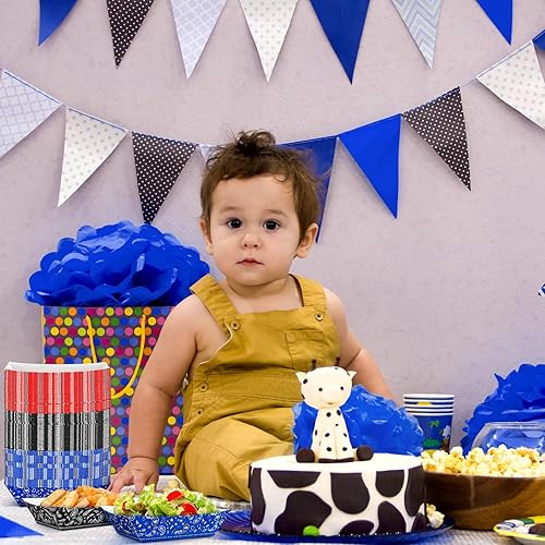 Miniatura 7 de Gejoy 120 platos de fiesta del oeste de 1 libra, platos de vaquero a granel para suministros de baby shower, bandana, bandejas de papel para