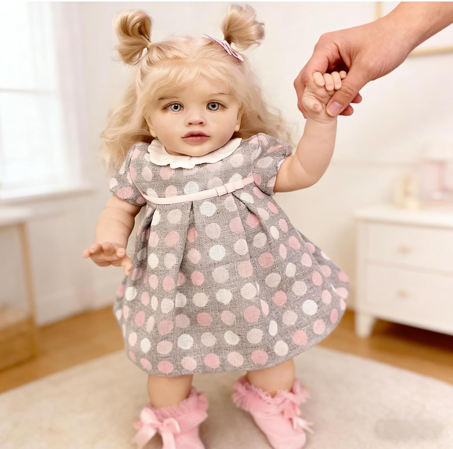 RXDOLL Big Size Reborn Toddler Baby Doll Princess Girl 26 Inch Realistic Newborn Doll Cloth Body Soft Vinyl Real Looking Reborn Baby Dolls Lifelike Toddler Dolls for Girls 3+
