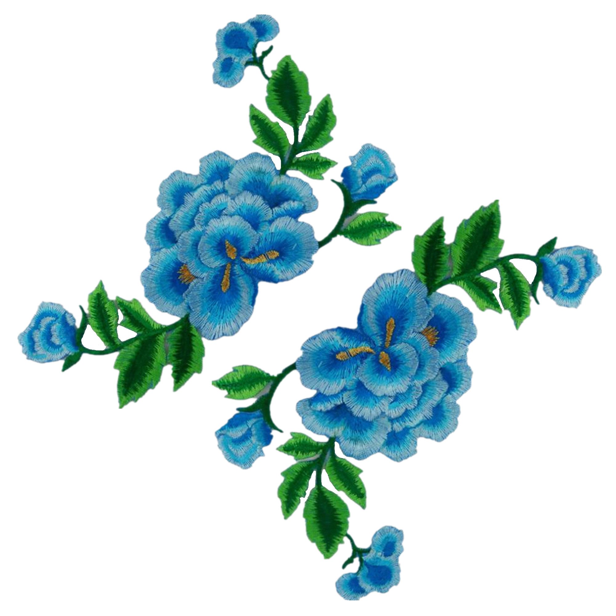 Kleiderapplikationen, Gestickte Blumenstoffaufnäher(SkyBlue)
