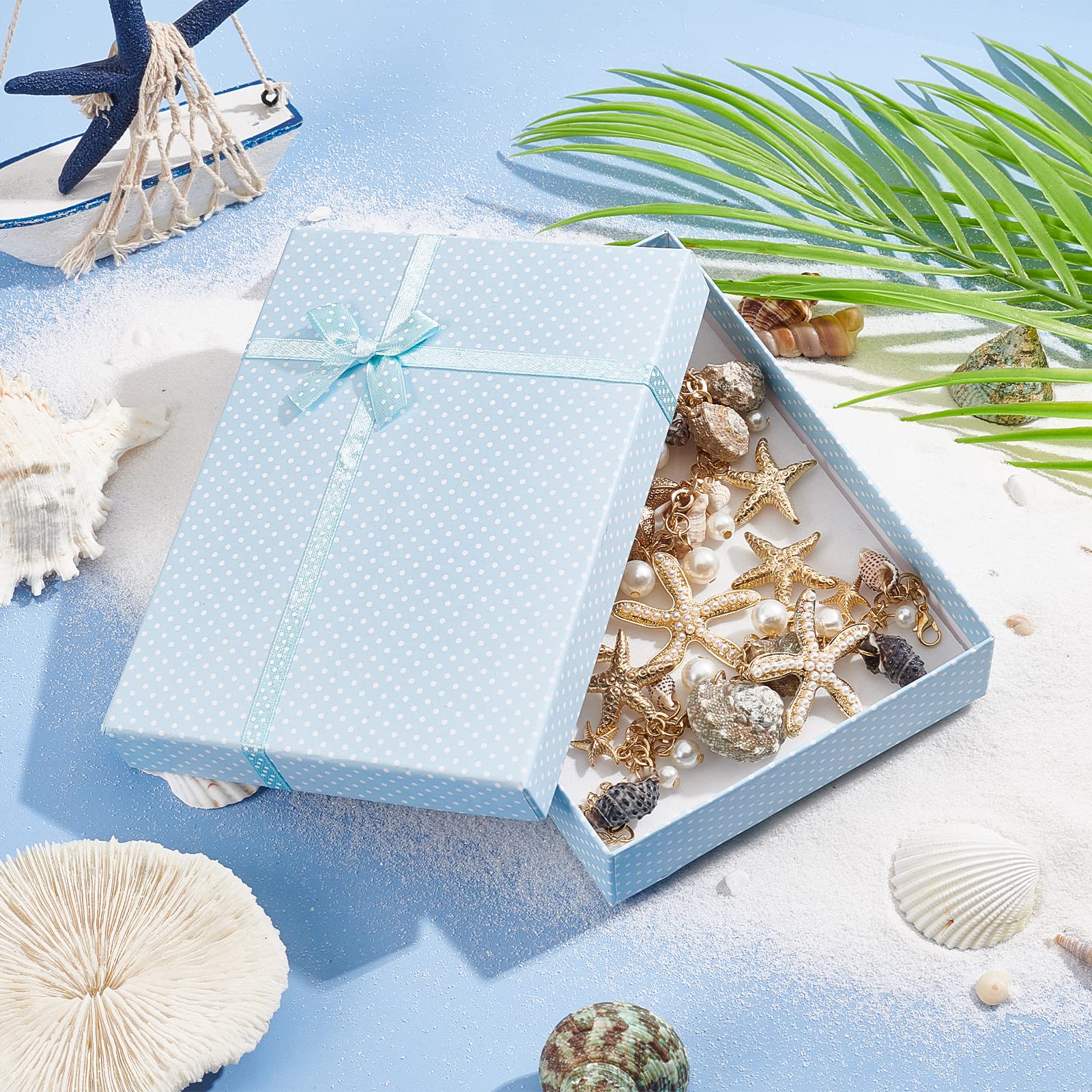 PH PandaHall Halloween Mermaid Costume Accessories Jewelry Set Shell Starfish Necklace Earrings Women Mermaid Jewelry with Gift Box Seashell Bib Statement Necklace for Cosplay Fancy Dress up (Gold)