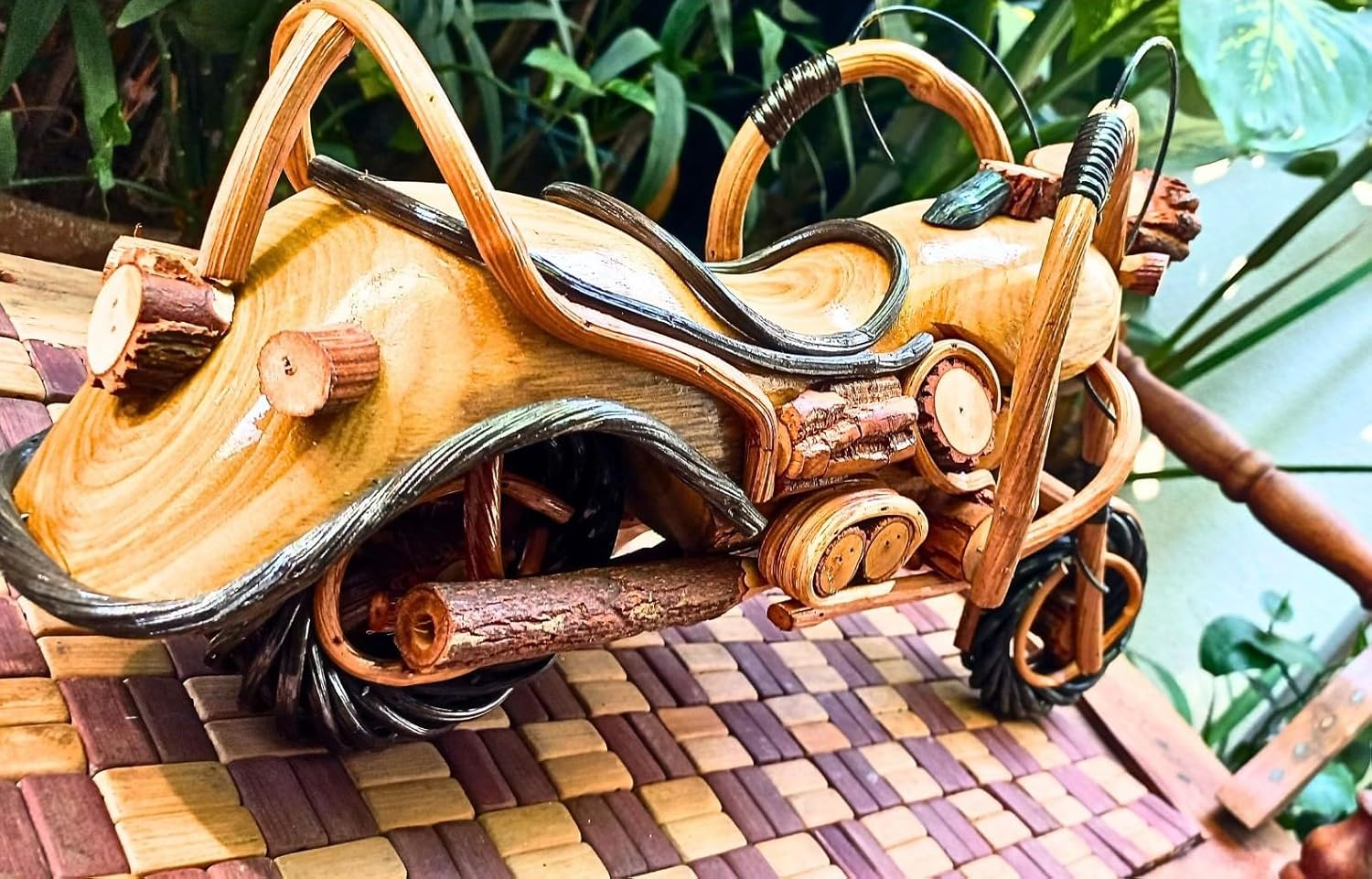 Wooden Super Bike Motor Cycle Model Showpiece 18 inch Upcycle Hand Crafted Miniature Superbike by Expert Artisans