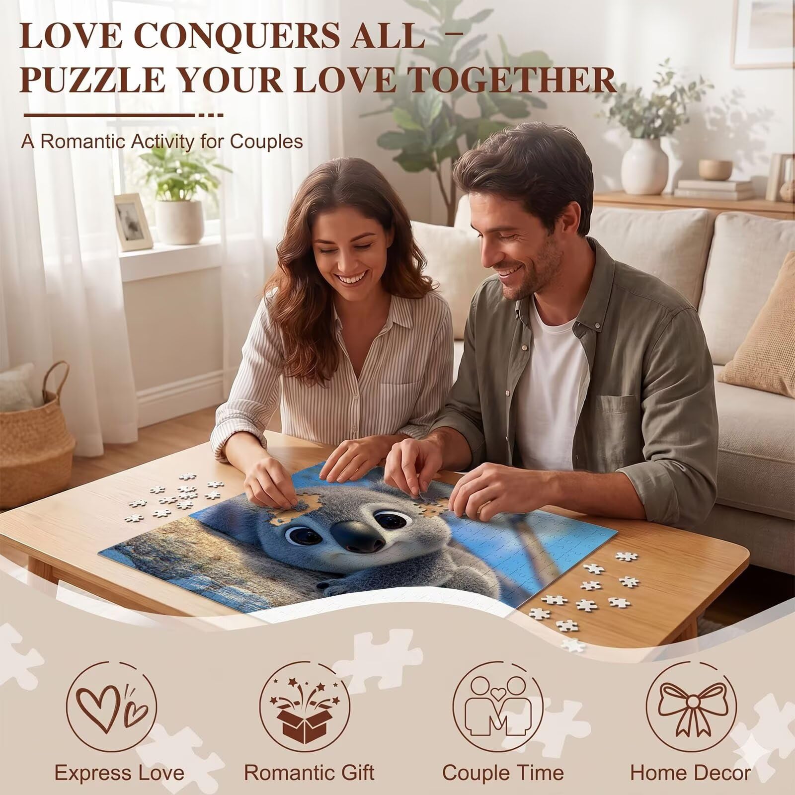 Puzzle 5000 Pezzi Classici, Puzzle koala Carino 156 x 105 cm, Gioco Educativo e Antistress in Legno con Poster Incluso, Ttività DIY per Famiglia, Regalo per Appassionati, Decor Parete Casa, f0-555