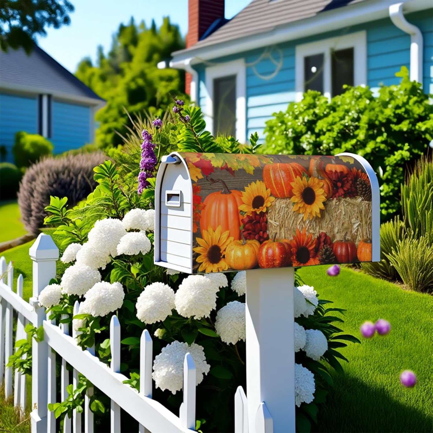 Fall Mailbox Covers Magnetic Standard Size 18 X 21 Pumpkin Sunflower Maple Leaf Autumn Thanksgiving Harvest Decorations Mailbox Wrap Post Letter Box Cover Decor for Outdoor Home Garden